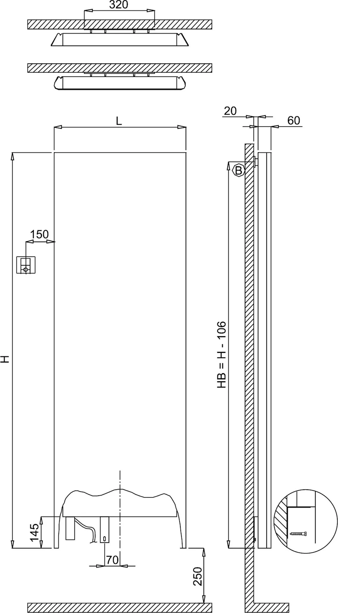 BEMM Design-Elektroheizkörper „Plawa Purline EK“ 49,5 × 150 cm in Sand perlmatt