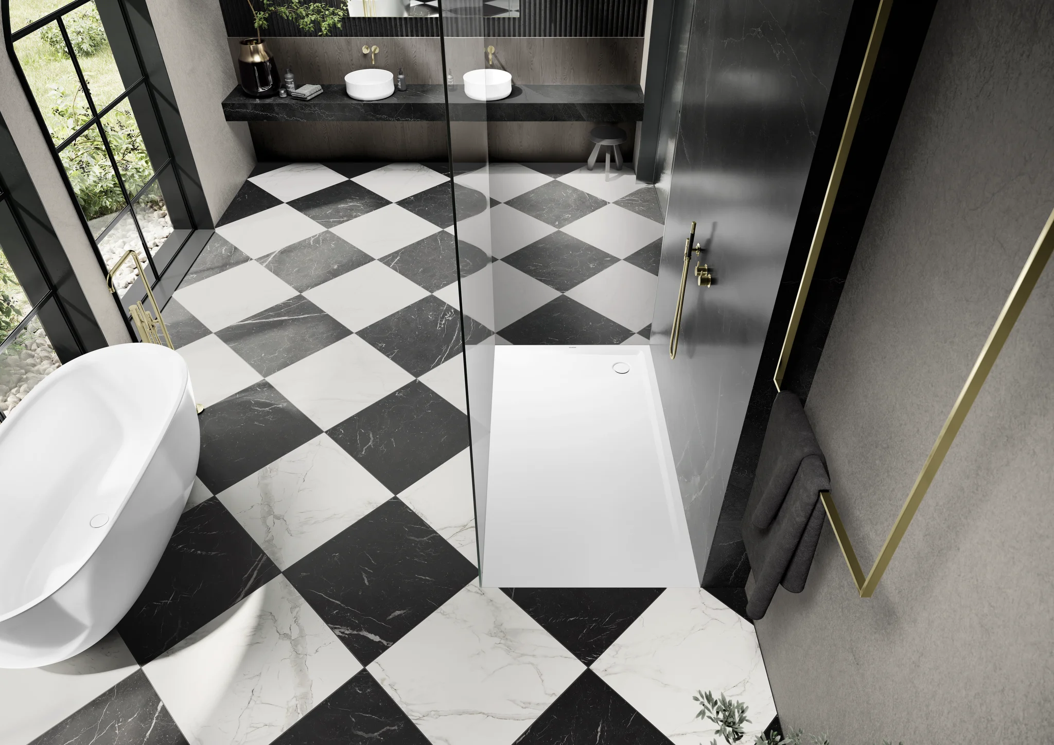 Kaldewei SUPERPLAN Duschfläche mit Wannenträger, 800x1600 mm, cool grey 70, Secure Plus Antislip, 32 mm Randhöhe