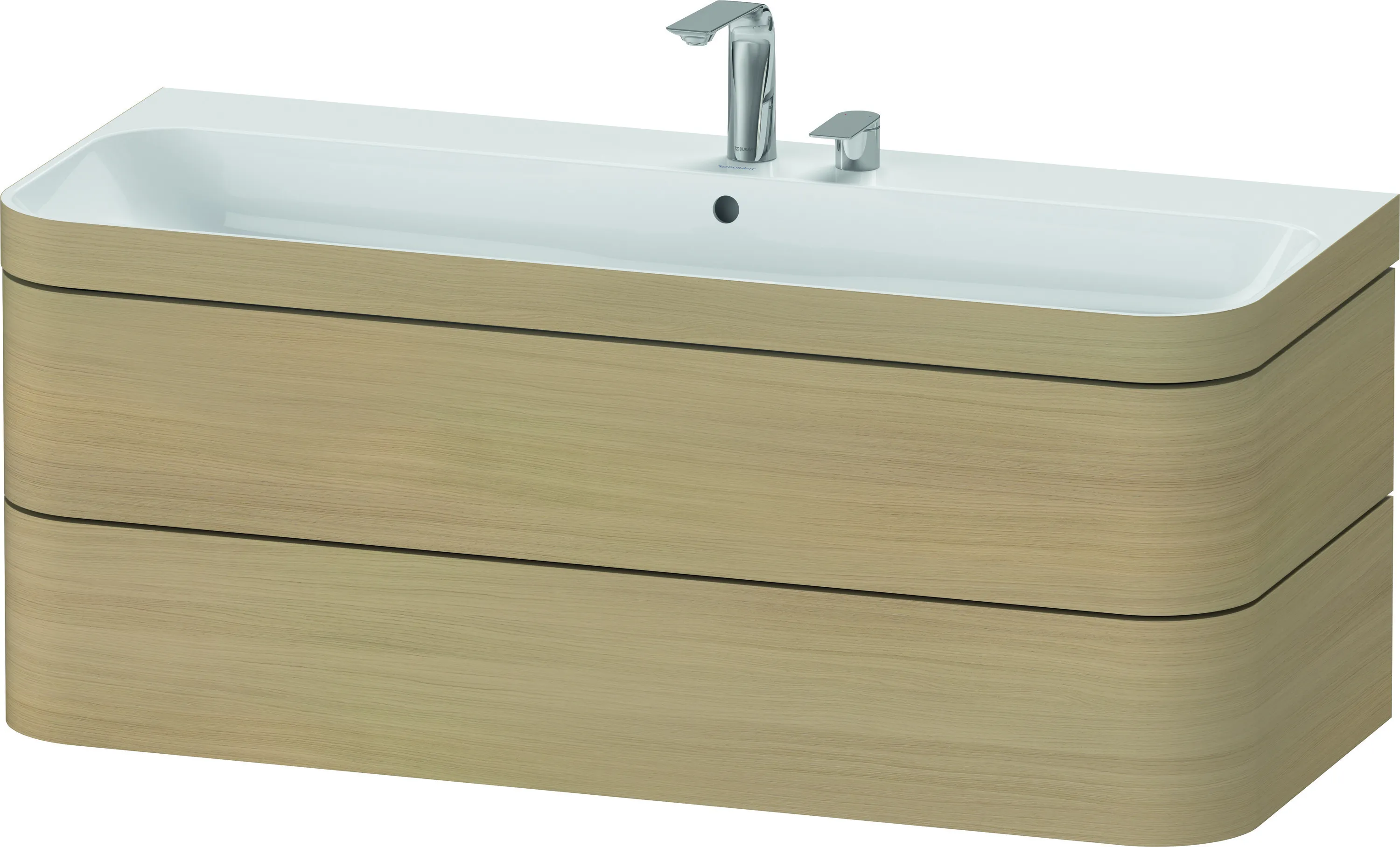 Duravit Waschtischunterschrank c-shaped Set wandhängend „Happy D.2 Plus“ 117,5 × 48 × 49 cm Mediterrane Eiche