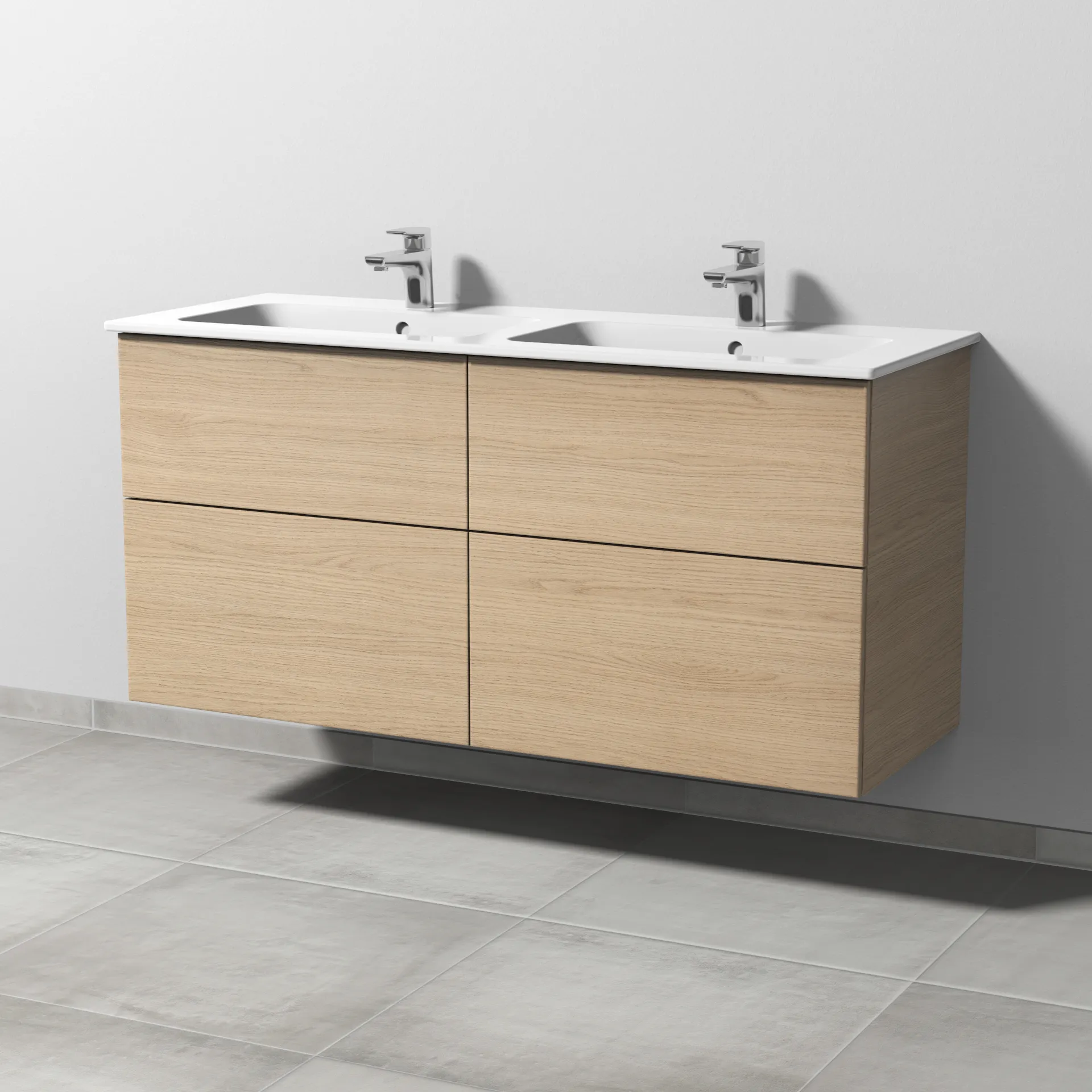 Sanipa Waschtischunterschrank „3way“ 1270 × 613 × 467 mm in Eiche Nordic, mit Hahnlochbohrung Sanipa Waschtischunterschrank „3way“ 1270 × 613 × 467 mm in Eiche Nordic, mit Hahnlochbohrung