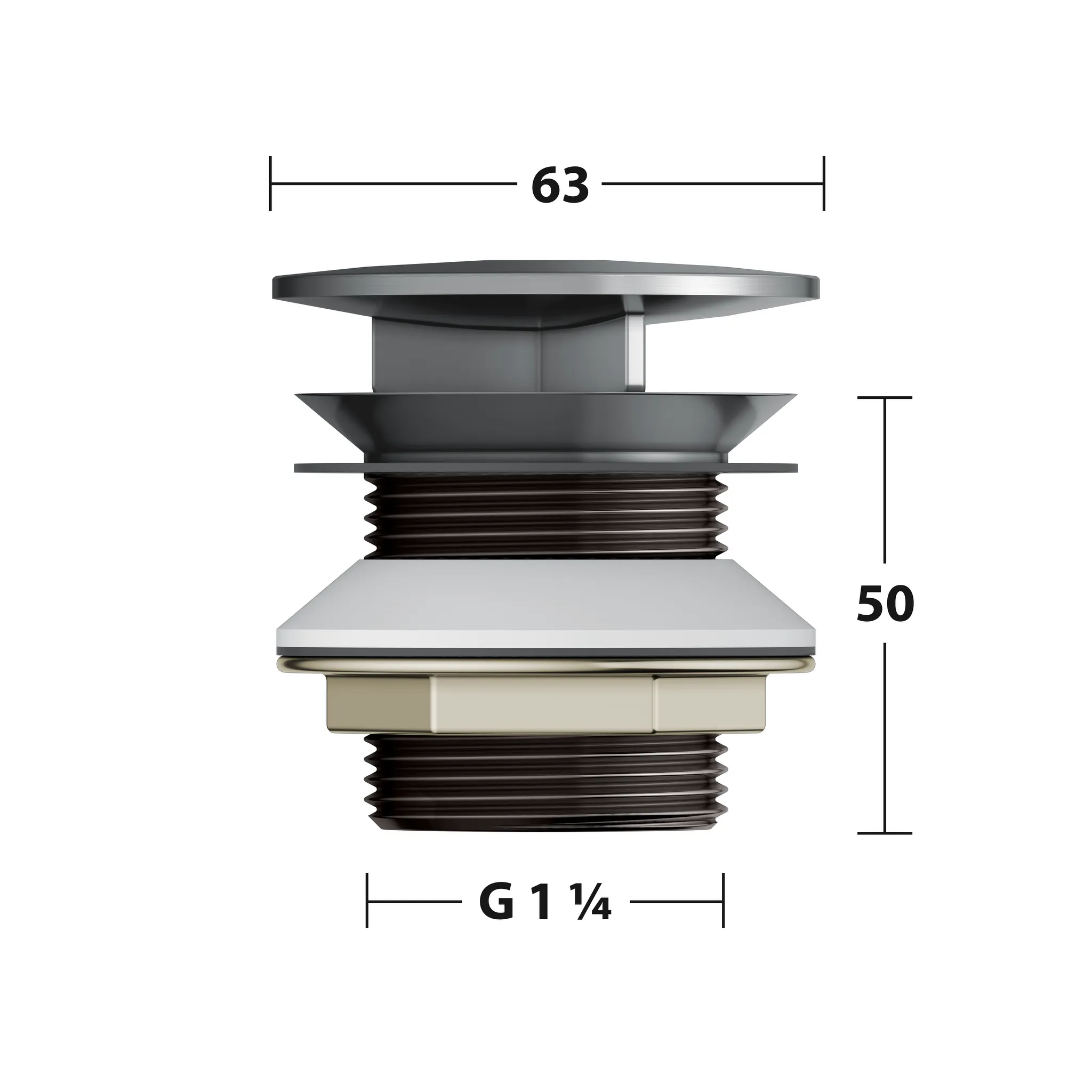 Armaturenzubehör 59904130000 Schaftventil G 1 1/4 mit Haube Schwarzchrom gebürstet Armaturenzubehör 59904130000 Schaftventil G 1 1/4 mit Haube Schwarzchrom gebürstet