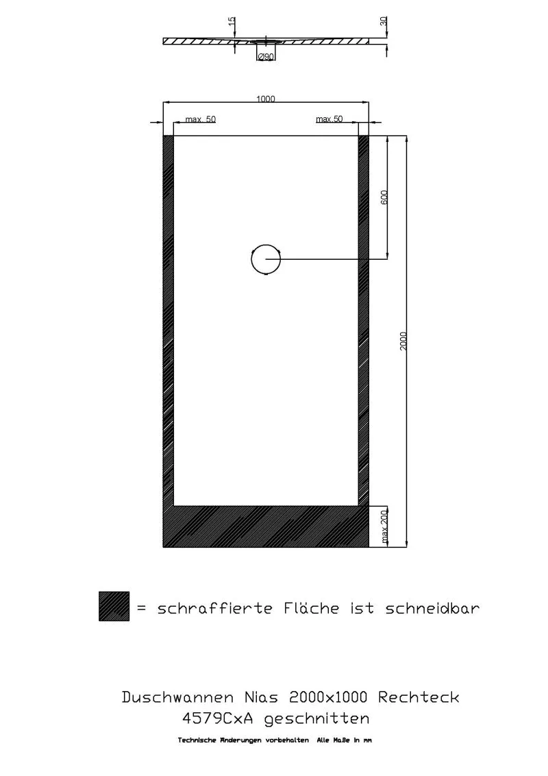 Hoesch Nias Duschwanne Mineralguss Solique, strukturierte Oberfläche, Schiefergrau, 2000x1000x35 Hoesch Nias Duschwanne Mineralguss Solique, strukturierte Oberfläche, Schiefergrau, 2000x1000x35