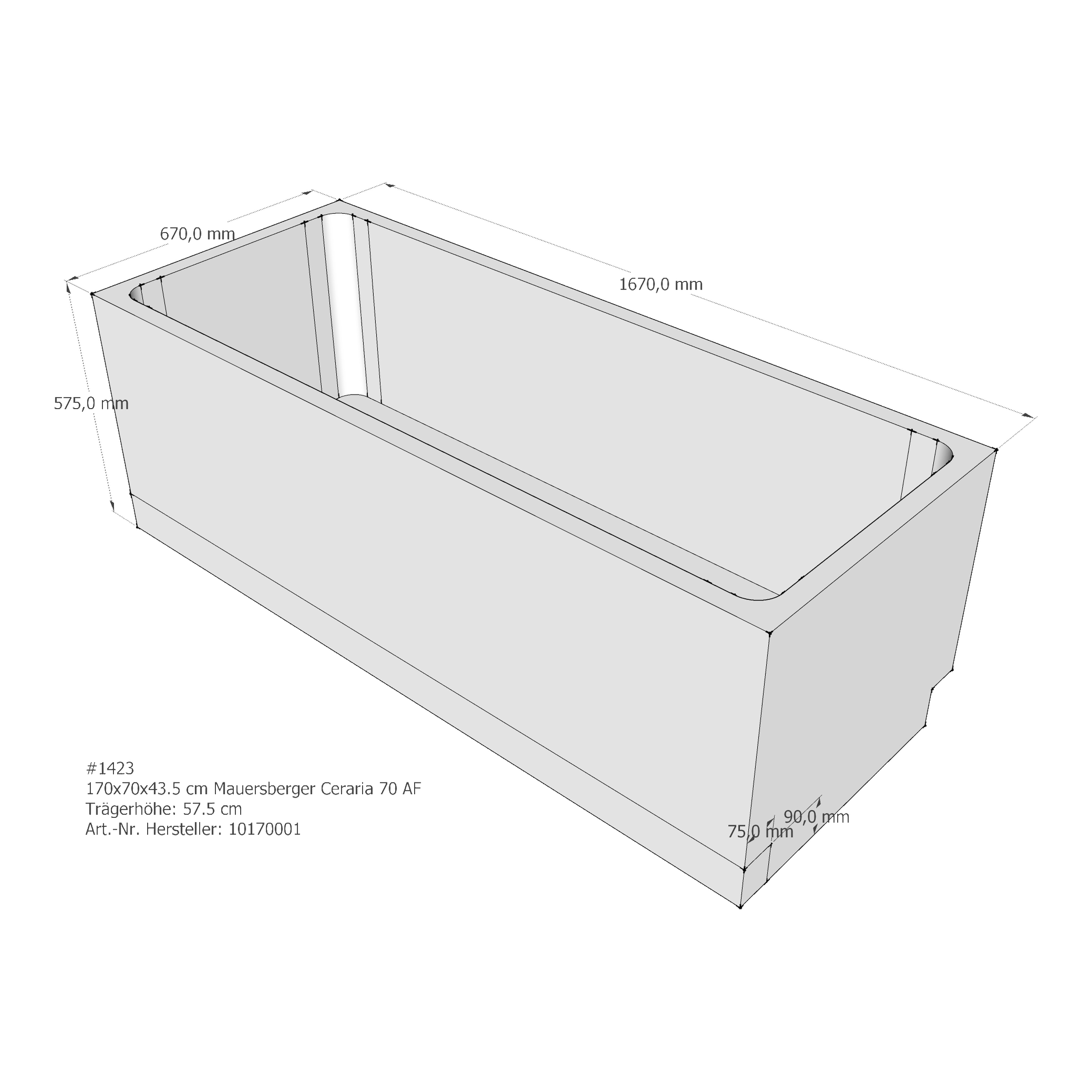Badewannenträger für Mauersberger Ceraria 70 170 × 70 × 43,5 cm Badewannenträger für Mauersberger Ceraria 70 170 × 70 × 43,5 cm