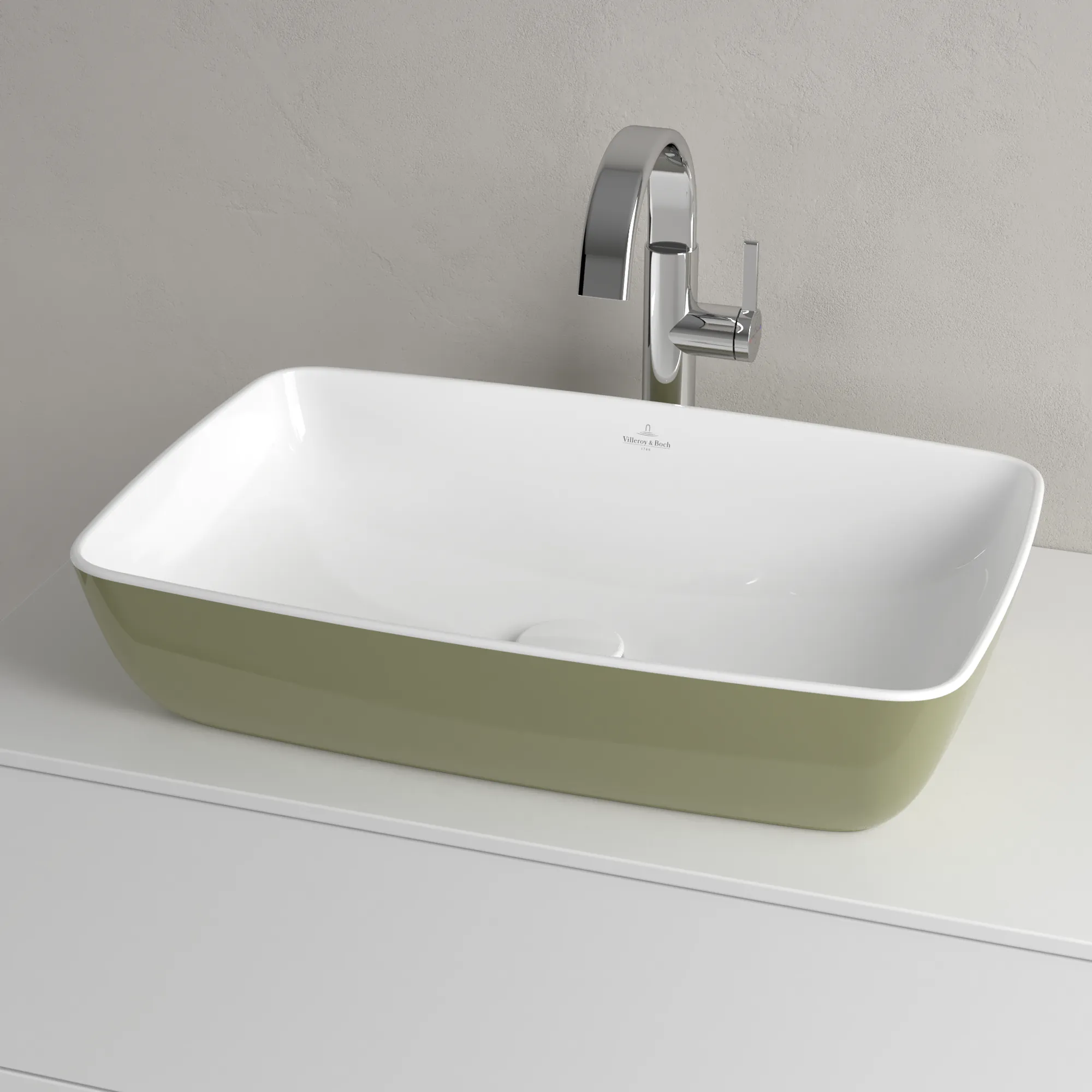 Villeroy & Boch Aufsatzwaschtisch aus TitanCeram „Artis“ 580 × 385 × 130 mm in Sage Green Villeroy & Boch Aufsatzwaschtisch aus TitanCeram „Artis“ 580 × 385 × 130 mm in Sage Green