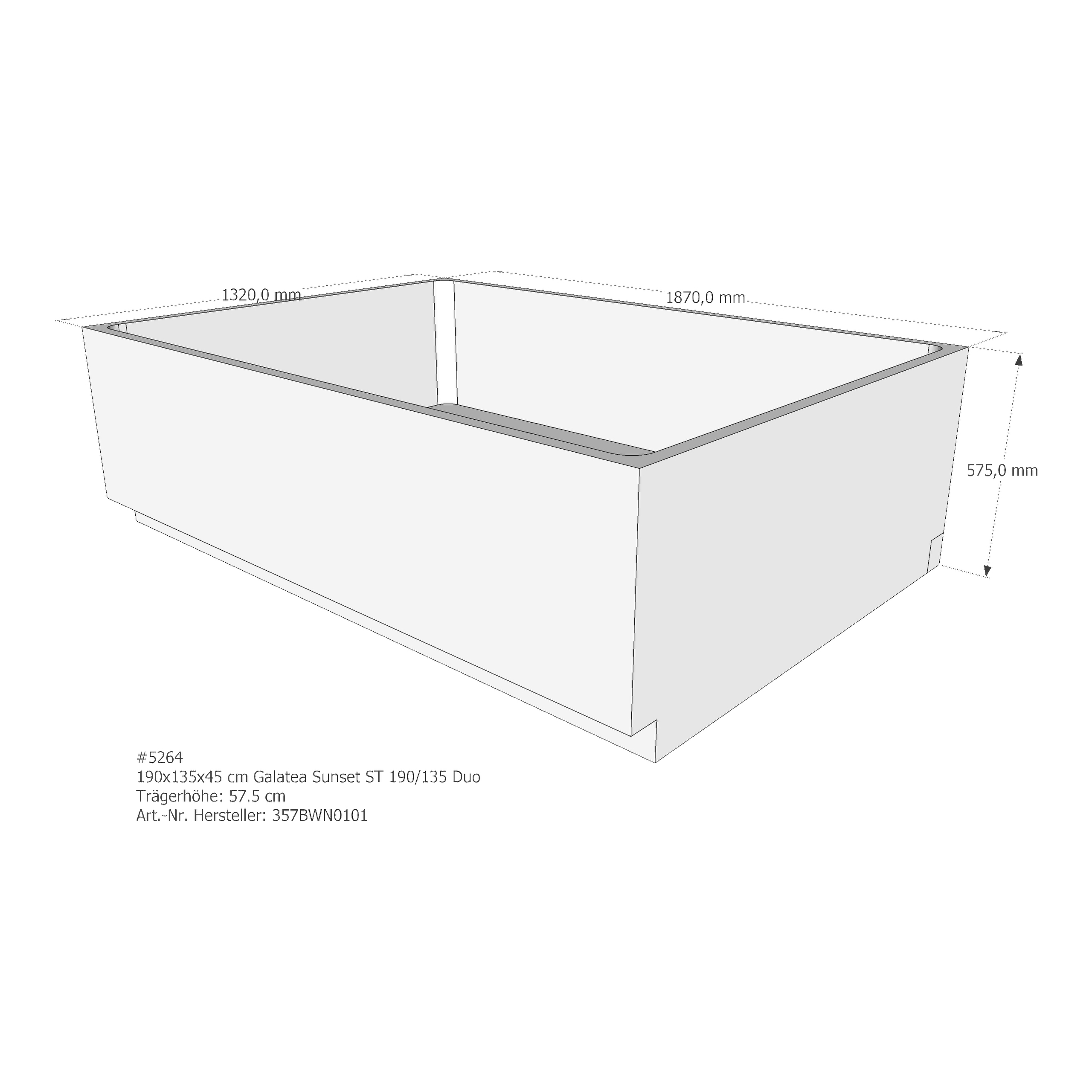 Badewannenträger für Galatea ~Sunset ST 190/135 Duo 190 × 135 × 45 cm Badewannenträger für Galatea ~Sunset ST 190/135 Duo 190 × 135 × 45 cm
