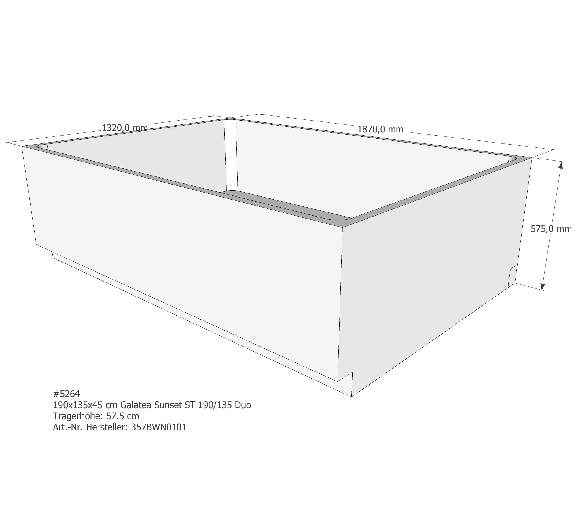 Badewannenträger für Galatea ~Sunset ST 190/135 Duo 190 × 135 × 45 cm