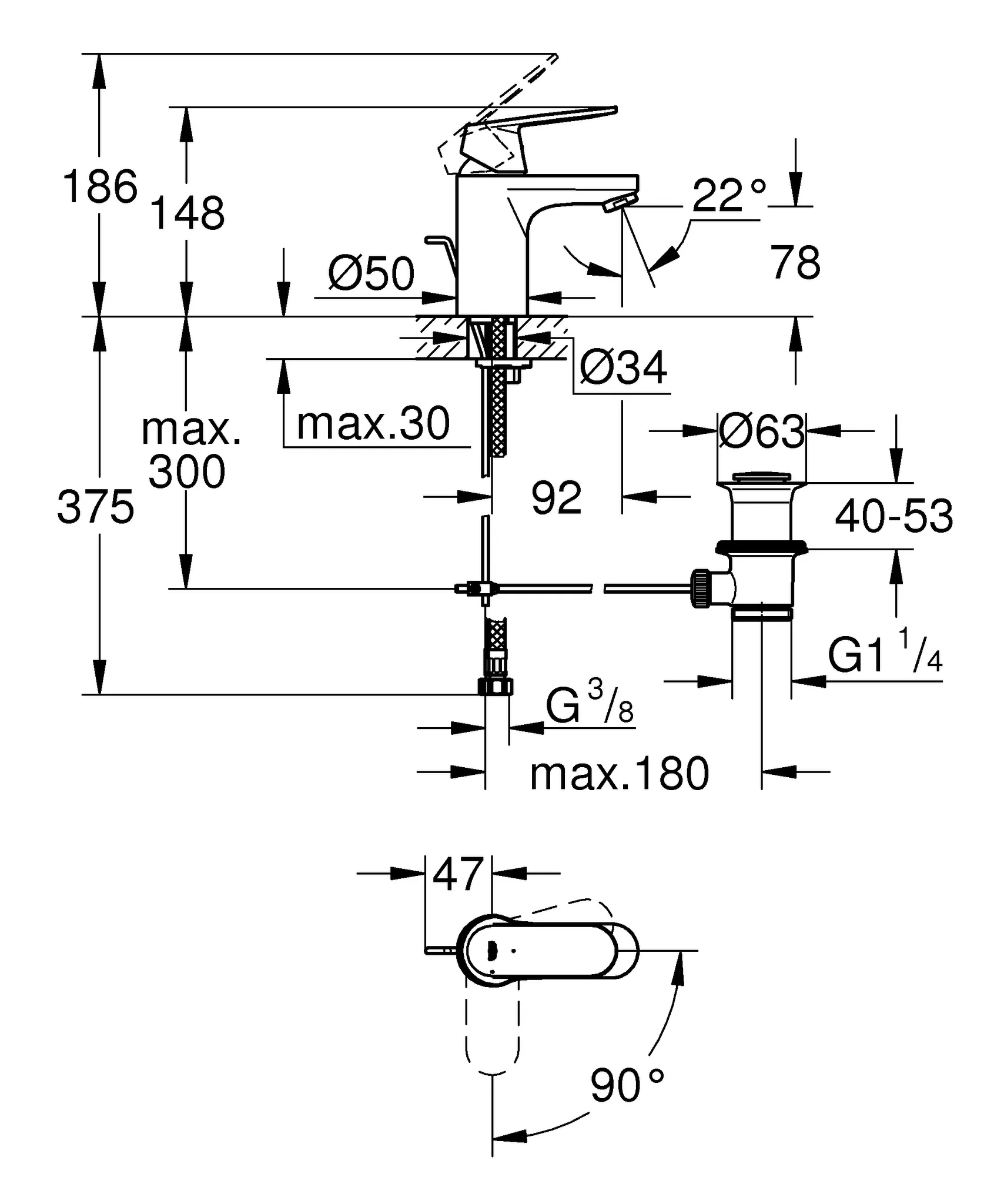 Einhand-Waschtischbatterie Eurosmart Cosmopolitan 23377, S-Size, Einlochmontage, Zugstangen-Ablaufgarnitur 1 1/4″, Energie-Spar-Funktion Mittelstellung kalt, chrom Einhand-Waschtischbatterie Eurosmart Cosmopolitan 23377, S-Size, Einlochmontage, Zugstangen-Ablaufgarnitur 1 1/4″, Energie-Spar-Funktion Mittelstellung kalt, chrom