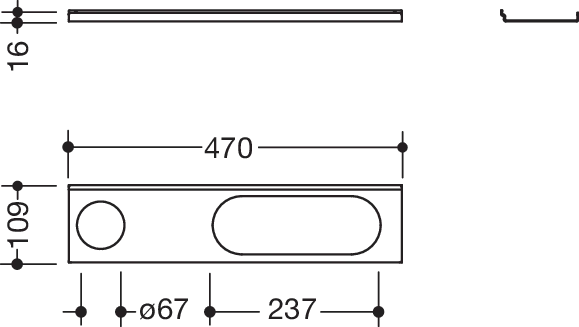 HEWI Ablage in 47 × 1,5 × 10,2 cm