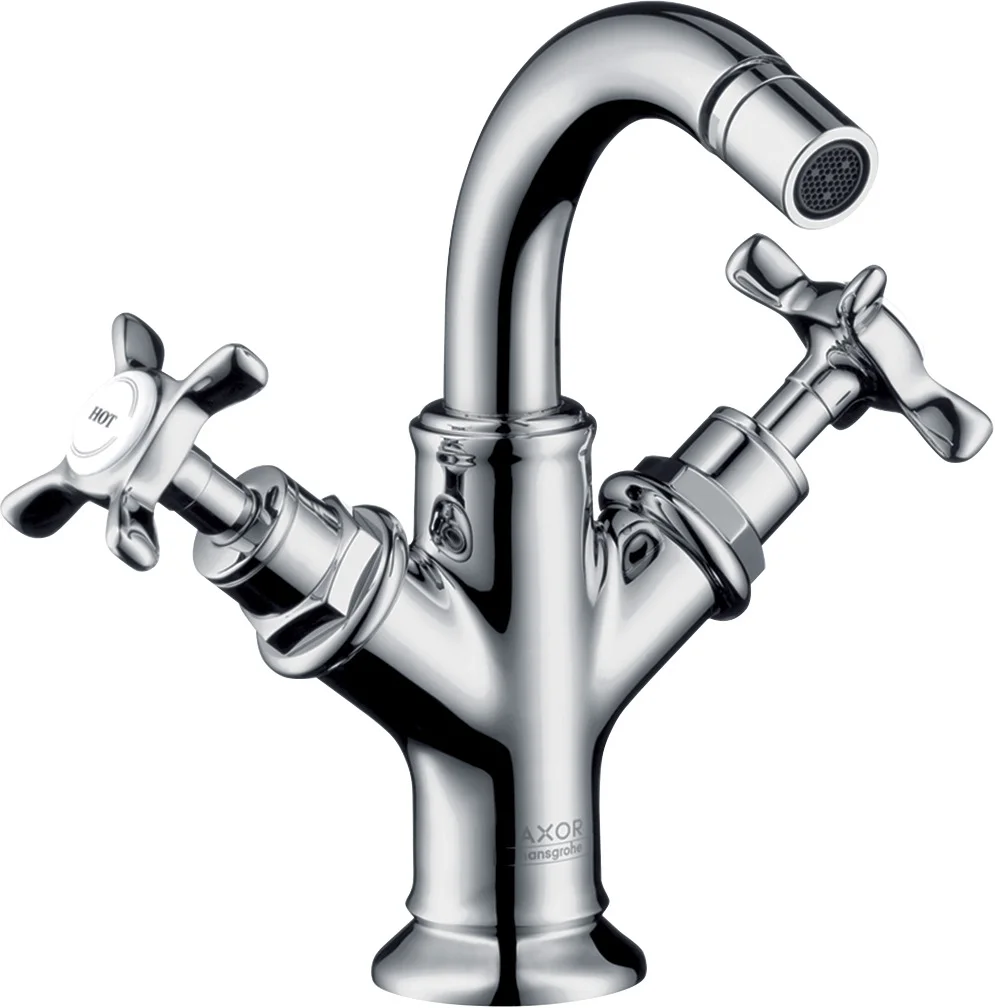 Hansgrohe AXOR Montreux 2-Griff Bidetarmatur in Chrom, Ausladung 104 mm, Auslaufhöhe 158 mm, Laminarstrahl, max. Durchfluss 7,5 l/min bei 3 bar