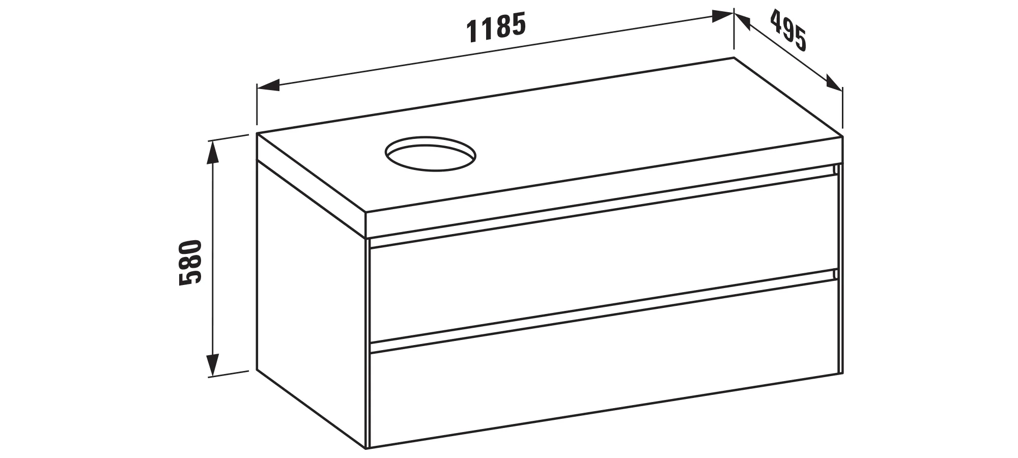 Waschtischunterbau+Waschtischplatte (MODULAR SYSTEM) LANI 495x1185x580 mit Ausschnitt links Abdeckplatte 65 mm (Farbe: .260 weiß matt), mit 2 Schubladen integrierter Griffleiste Vollauszug und Soft-Close weiß matt Waschtischunterbau+Waschtischplatte (MODULAR SYSTEM) LANI 495x1185x580 mit Ausschnitt links Abdeckplatte 65 mm (Farbe: .260 weiß matt), mit 2 Schubladen integrierter Griffleiste Vollauszug und Soft-Close weiß matt
