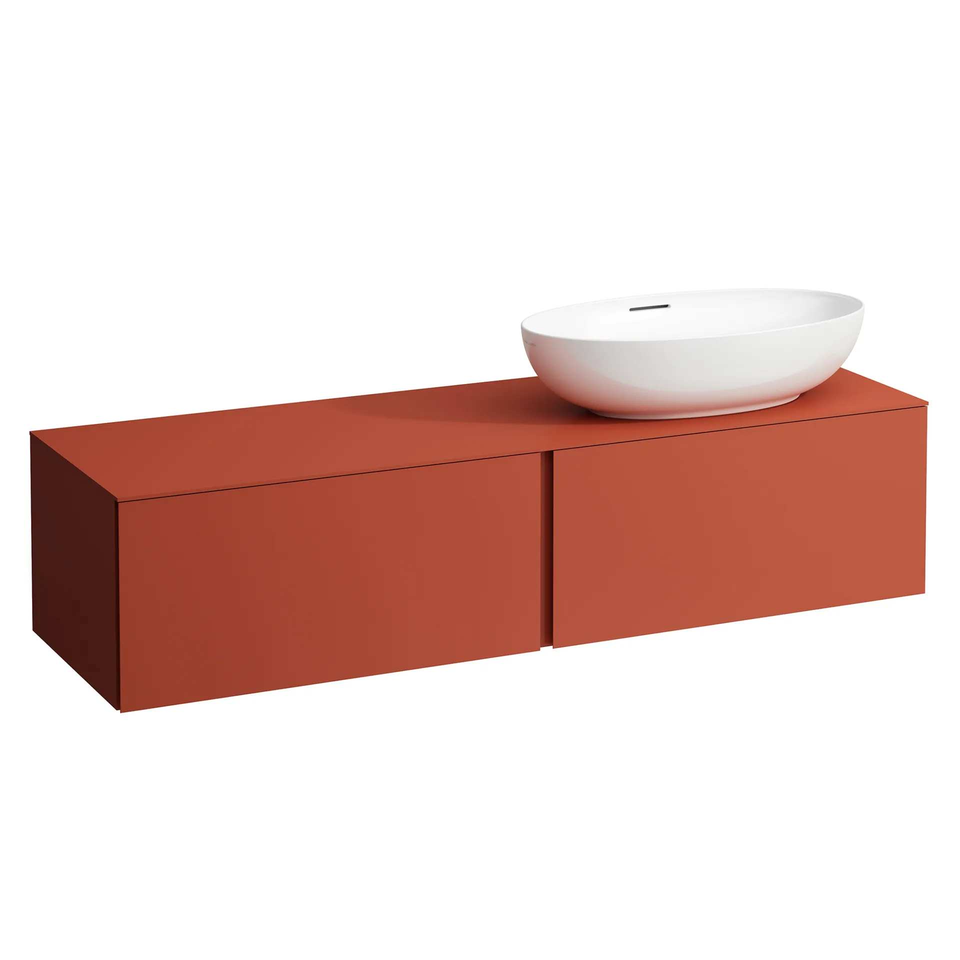 Laufen Schubladenelement ILBAGNOALESSI Terracotta 1.600 x 500 x 370 mm, 2 Schubladen, Vollauszug, Soft-Close, passend zu Waschtisch H818975/6/7/8