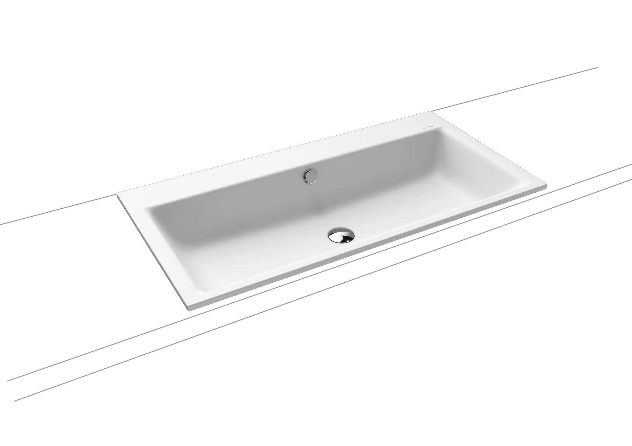 Einbauwaschtisch „Puro“ 90 × 46 cm in alpinweiß matt, mit Perl-Effekt Einbauwaschtisch „Puro“ 90 × 46 cm in alpinweiß matt, mit Perl-Effekt