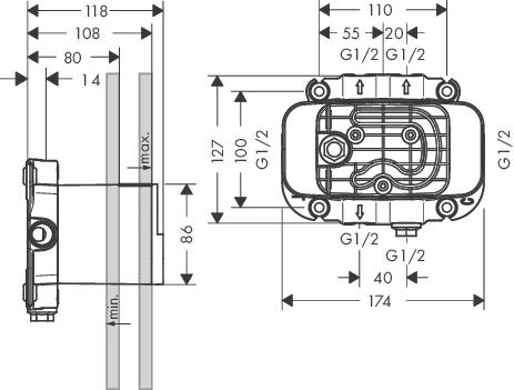 Thermostatmodul Unterputz Axor One Grundset