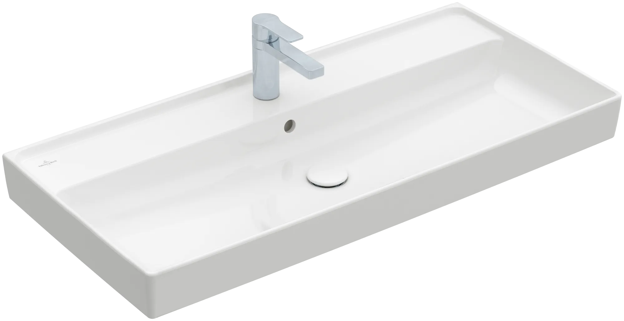 Villeroy & Boch Schrankwaschtisch aus TitanCeram „Collaro“ 1000 × 470 × 160 mm, mit Hahnlochbohrung, Hahnlochposition mittig in Weiß Alpin Villeroy & Boch Schrankwaschtisch aus TitanCeram „Collaro“ 1000 × 470 × 160 mm, mit Hahnlochbohrung, Hahnlochposition mittig in Weiß Alpin