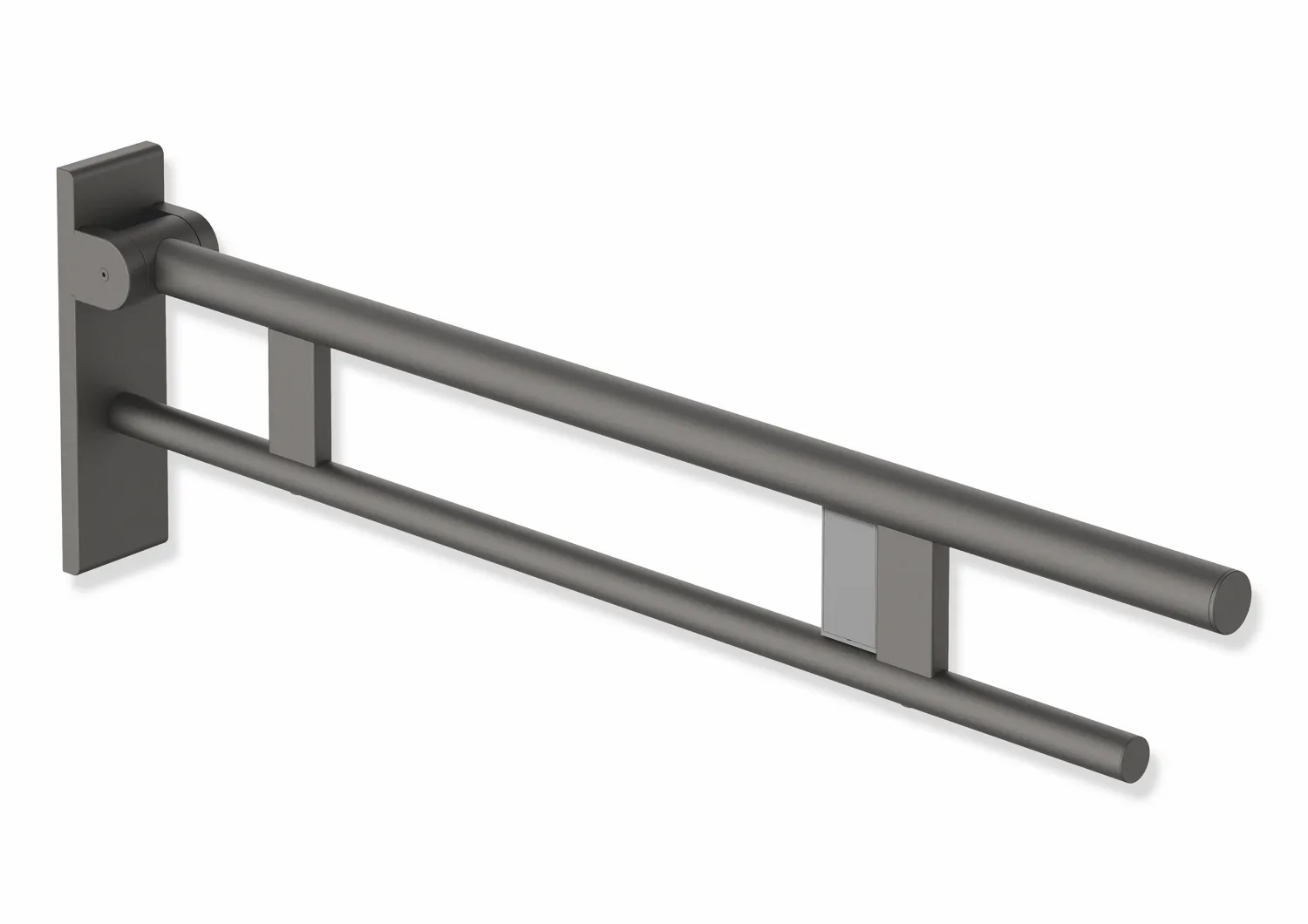 HEWI Stützklappgriff Duo System 900, Edelstahl, SC (Dunkelgrau Perlglimmer tiefmatt), Ausladung 850 mm