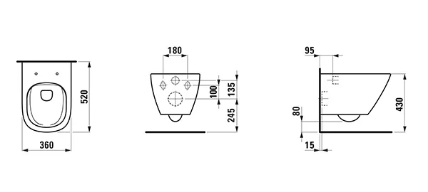 Laufen Wand-Tiefspül-WC „Lua“ 360 × 345 × 520 mm in Weiß, ohne Spülrand Laufen Wand-Tiefspül-WC „Lua“ 360 × 345 × 520 mm in Weiß, ohne Spülrand