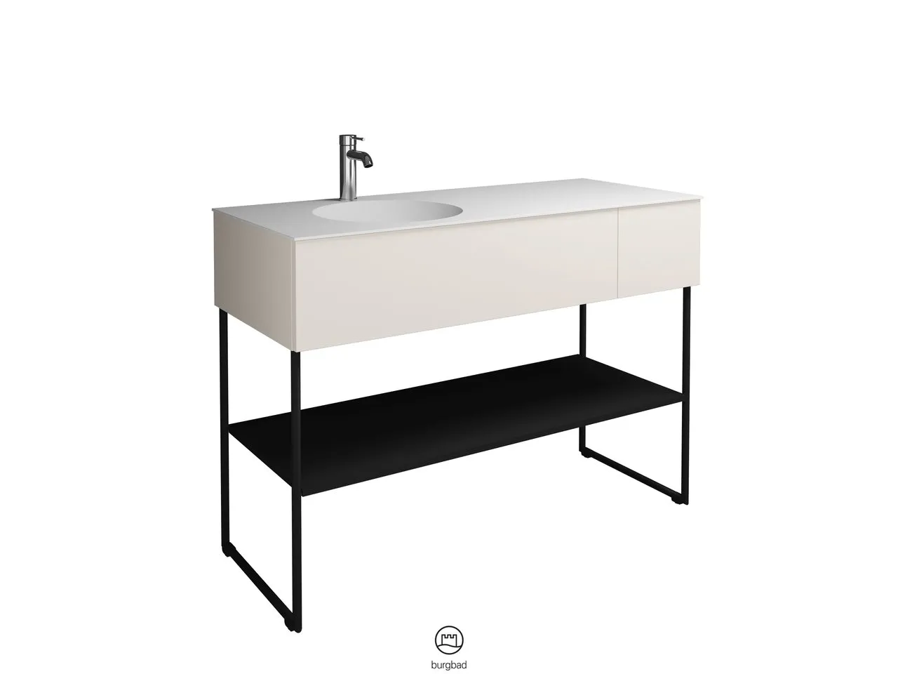 burgbad Coco Mineralguss-Waschtisch inkl. Waschtischunterschrank, Schwarz Seidenglanz burgbad Coco Mineralguss-Waschtisch inkl. Waschtischunterschrank, Schwarz Seidenglanz