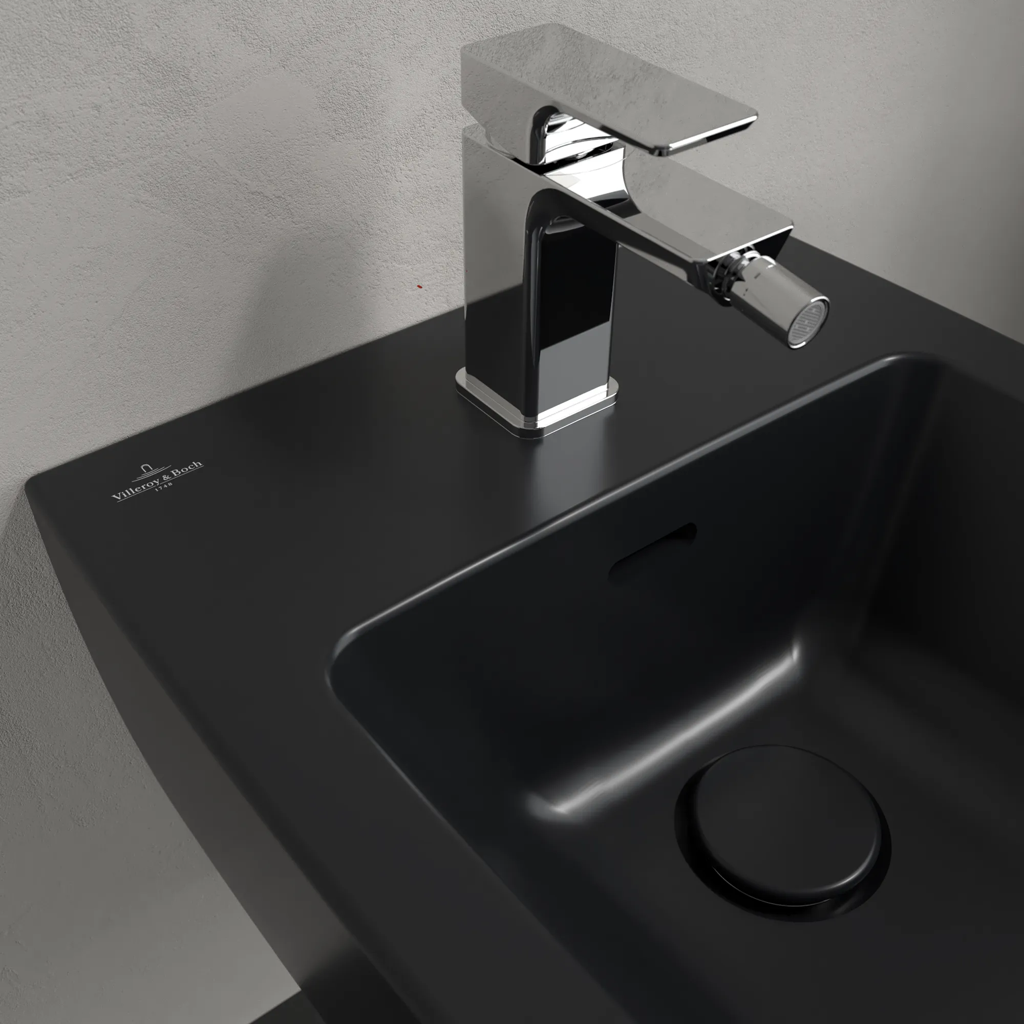 Villeroy & Boch Bidet „Antao“, Befestigung verdeckt 375 × 560 × 270 mm in Pure Black Villeroy & Boch Bidet „Antao“, Befestigung verdeckt 375 × 560 × 270 mm in Pure Black