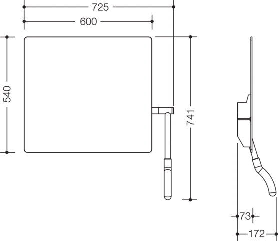 HEWI Kippspiegel „Serie 802 LifeSystem“ 72,5 × 74,1 cm in Senfgelb