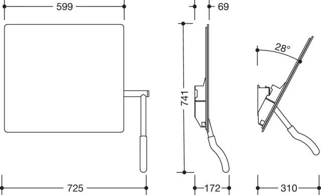 HEWI Kippspiegel „Serie 802 LifeSystem“ 72,5 × 74,1 cm in Stahlblau HEWI Kippspiegel „Serie 802 LifeSystem“ 72,5 × 74,1 cm in Stahlblau