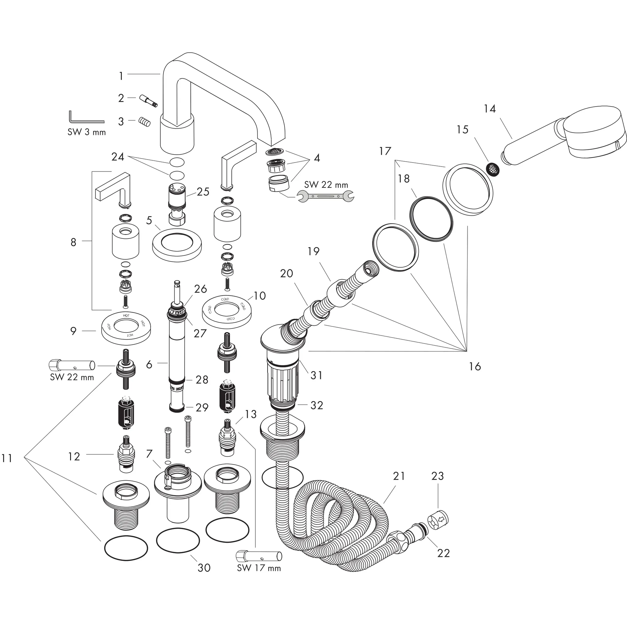 Hansgrohe AXOR Citterio 4-Loch Fliesenrandarmatur mit Hebelgriffen und Rosetten Chrom Hansgrohe AXOR Citterio 4-Loch Fliesenrandarmatur mit Hebelgriffen und Rosetten Chrom