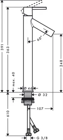 Waschtischmischer 250 Axor Starck ohne Zugstange u.Ablaufgarnitur chrom Waschtischmischer 250 Axor Starck ohne Zugstange u.Ablaufgarnitur chrom