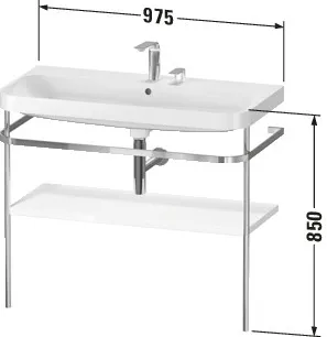 Duravit Waschtischunterschrank c-shaped Set mit Metallkonsole „Happy D.2 Plus“ 97,5 × 85 × 49 cm in Weiß Hochglanz