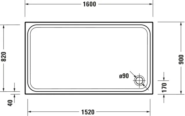 Duravit rechteck Duschwanne „D-Code“ 160 × 90 cm 