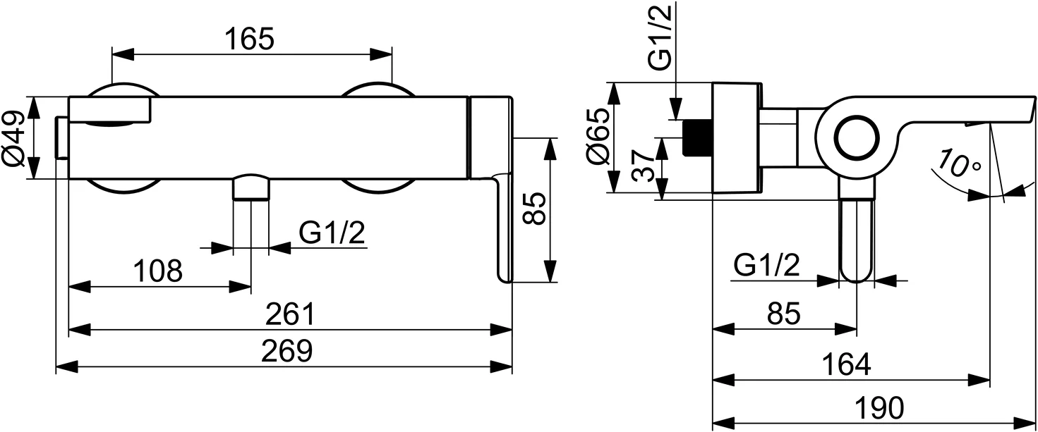 HansaDESIGNO Style EHM Wannenfüll- und Brausebatterie Chrom