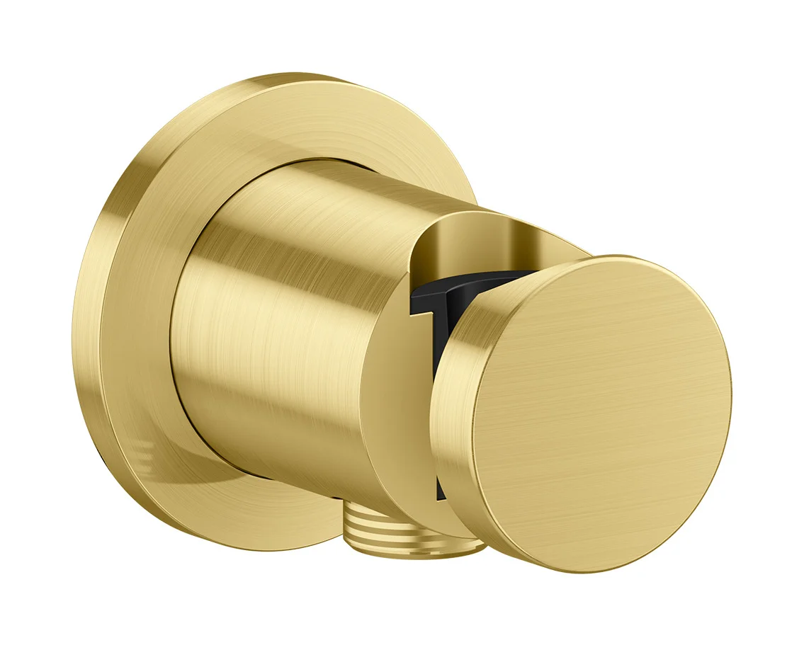 Hansgrohe AXOR One Portereinheit rund BB, Brushed Brass, für Brauseschläuche mit konischer Mutter, integrierte Brausehalterfunktion, max. Durchflussmenge 15 l/min bei 3 bar, Metall, Rückflussverhinderer, Anschlussart G 1/2
