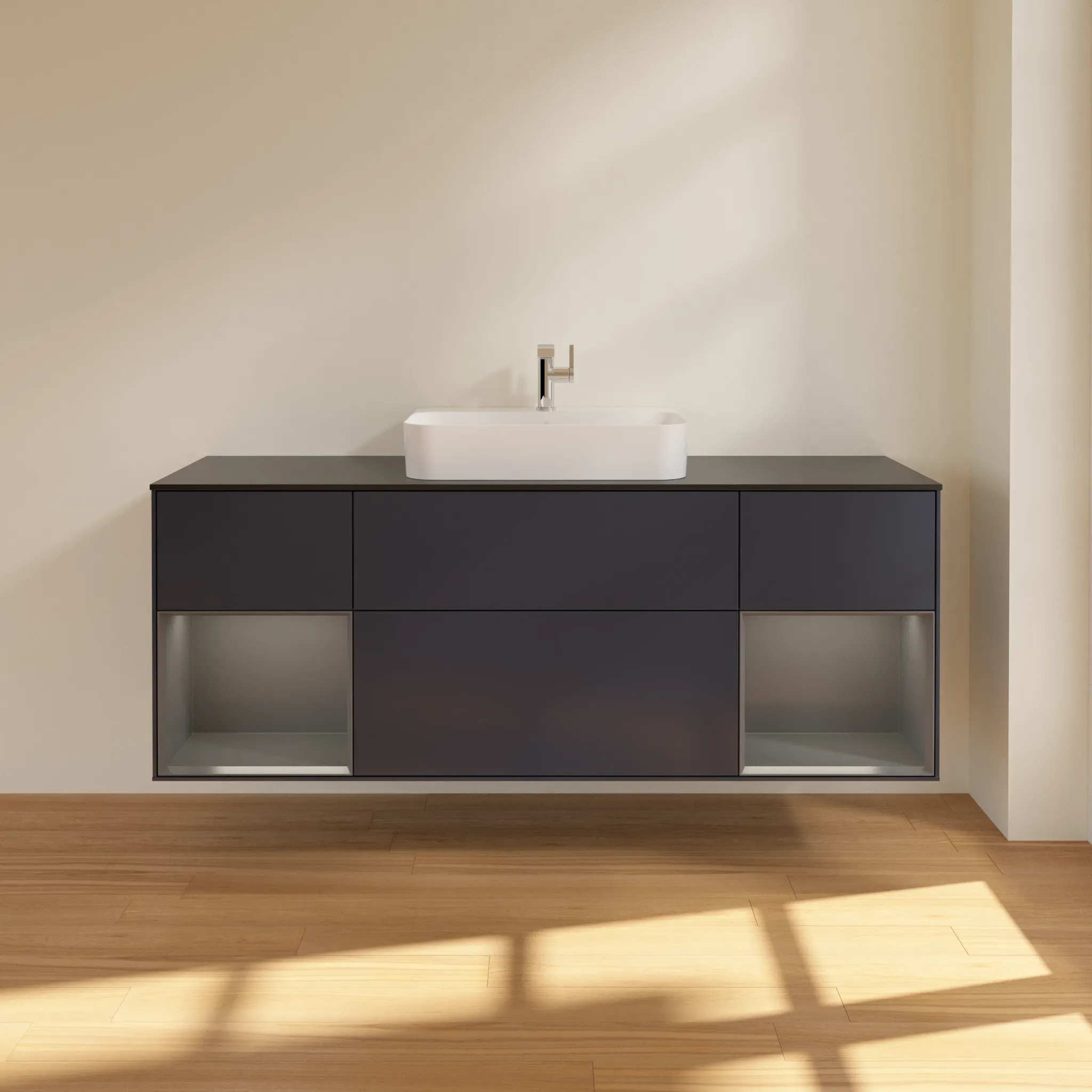 Villeroy & Boch Waschtischunterschrank „Finion“ für Schrankwaschtisch 1600 × 603 × 501 mm Midnight Blue Matt Lacquer, für Becken mittig