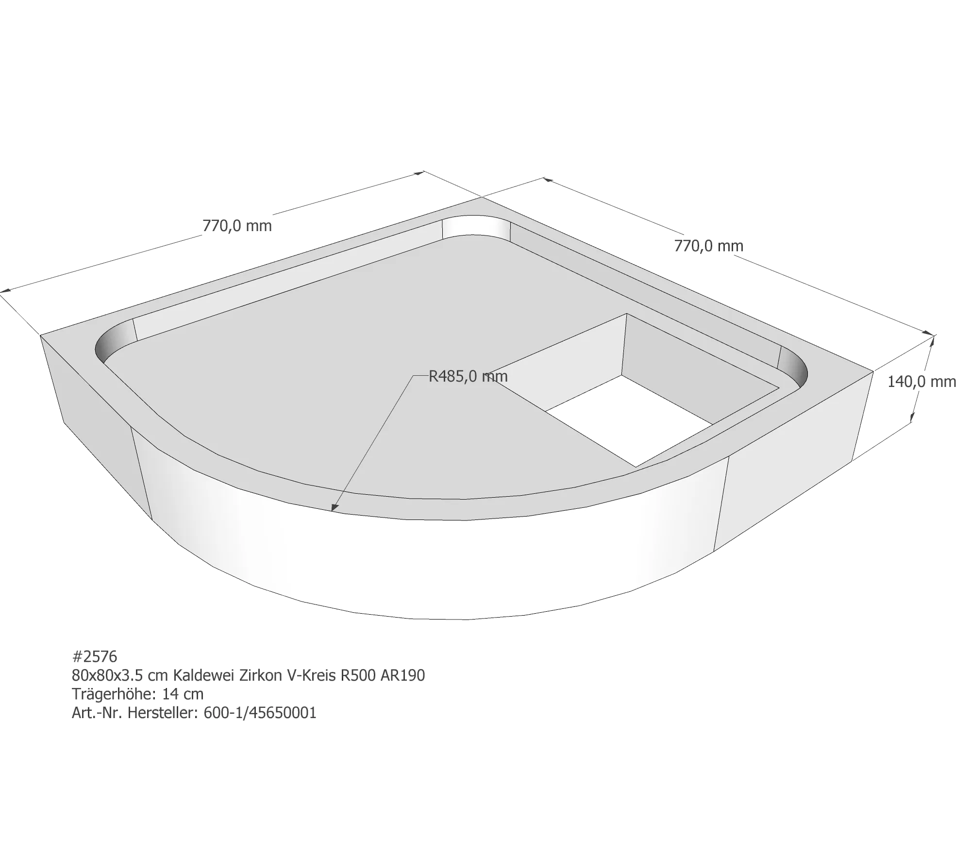 Duschwannenträger für Kaldewei Zirkon 80 × 80 × 3,5 cm Breite: 80 cm / Länge: 80 cm Duschwannenträger für Kaldewei Zirkon 80 × 80 × 3,5 cm Breite: 80 cm / Länge: 80 cm