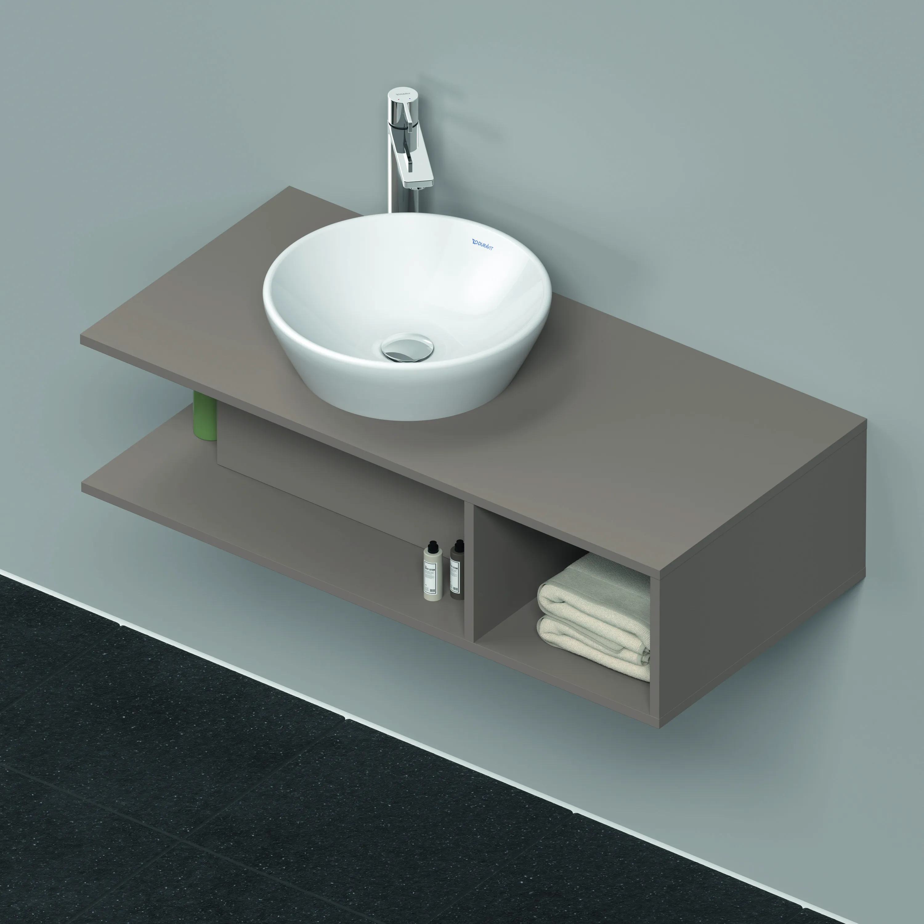 Duravit Waschtischunterschrank wandhängend „D-Neo“ 100 × 26 × 48 cm Basalt Matt