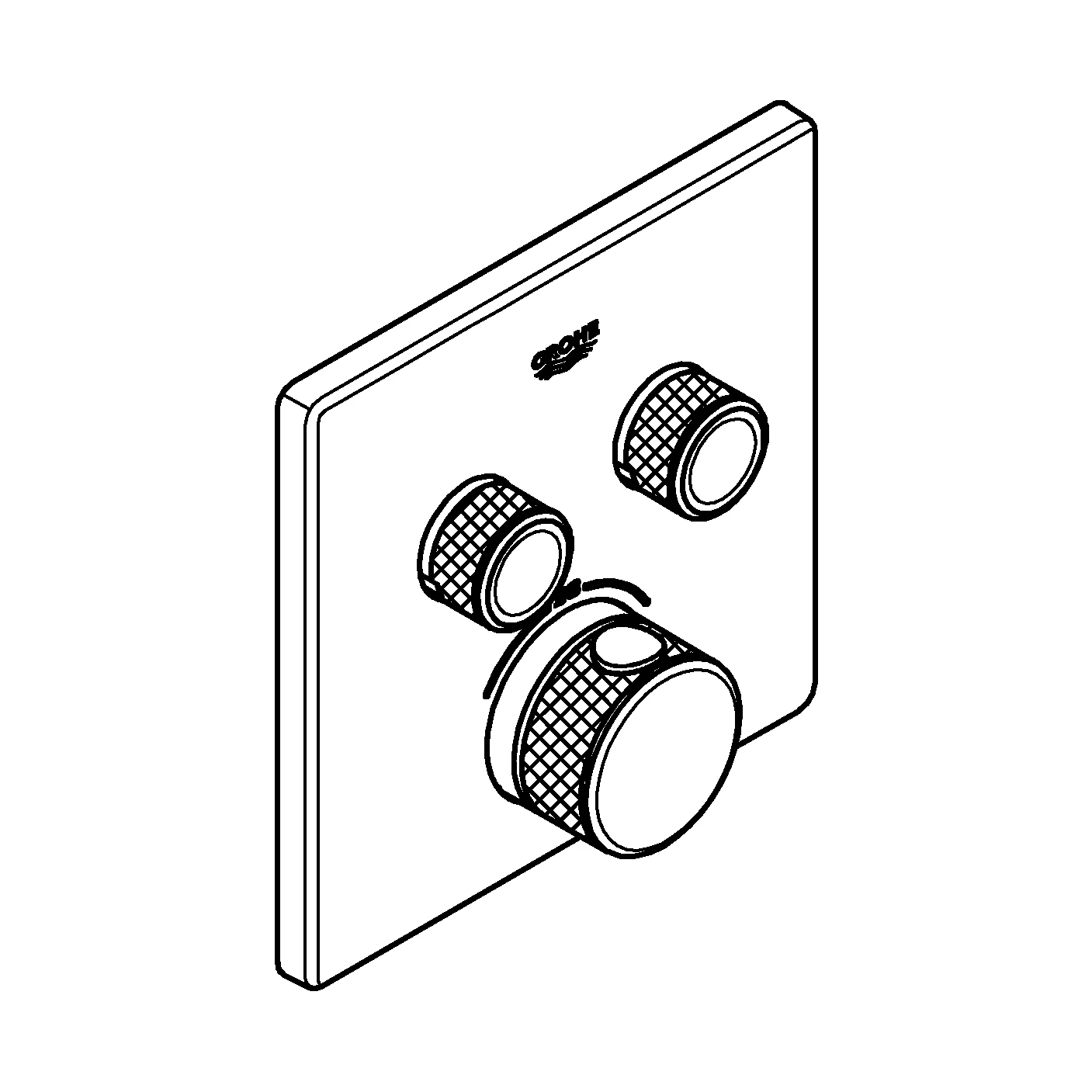 Thermostat Grohtherm SmartControl 102166, mit 2 Absperrventilen, Fertigmontageset für Rapido SmartBox, Wandrosette eckig, phantom black