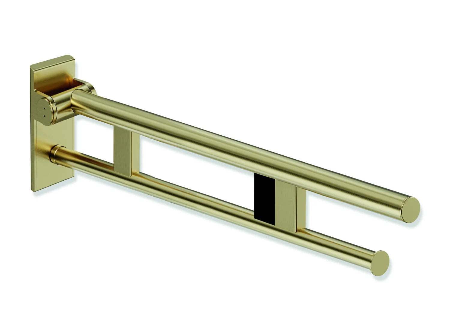 HEWI Stützklappgriff Duo, Design A, Edelstahl PVD, 700 mm Ausladung, rechts