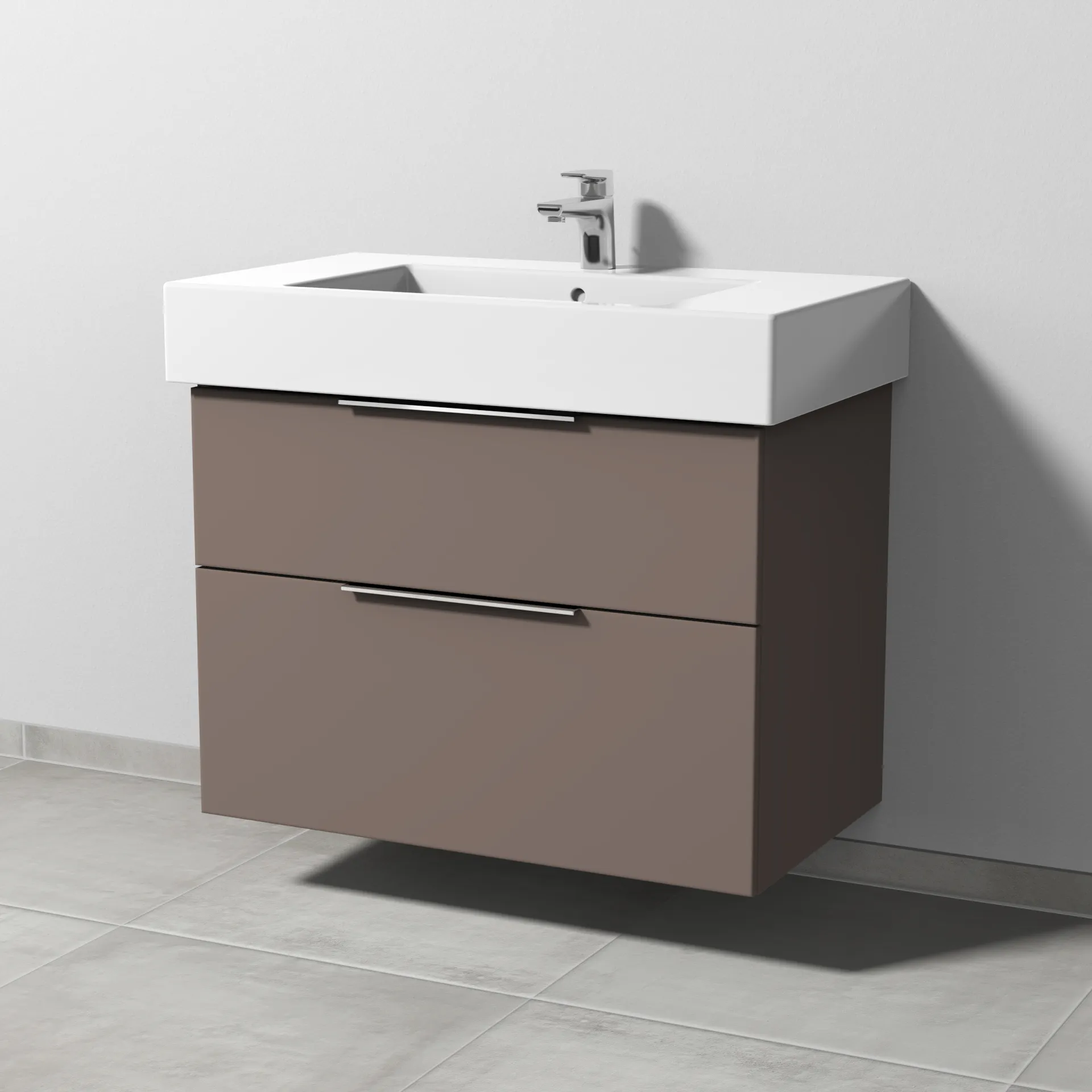 Sanipa Waschtischunterschrank „3way“ passend zu Keramik-Waschtische Vero von Duravit 800 × 593 × 467 mm in Taupe (matt)