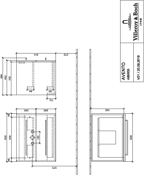 Villeroy & Boch Waschtischunterschrank „Avento“ für Schrankwaschtisch 63 × 51,4 × 45,2 × 45,2 cm Graphite, Soft Closing