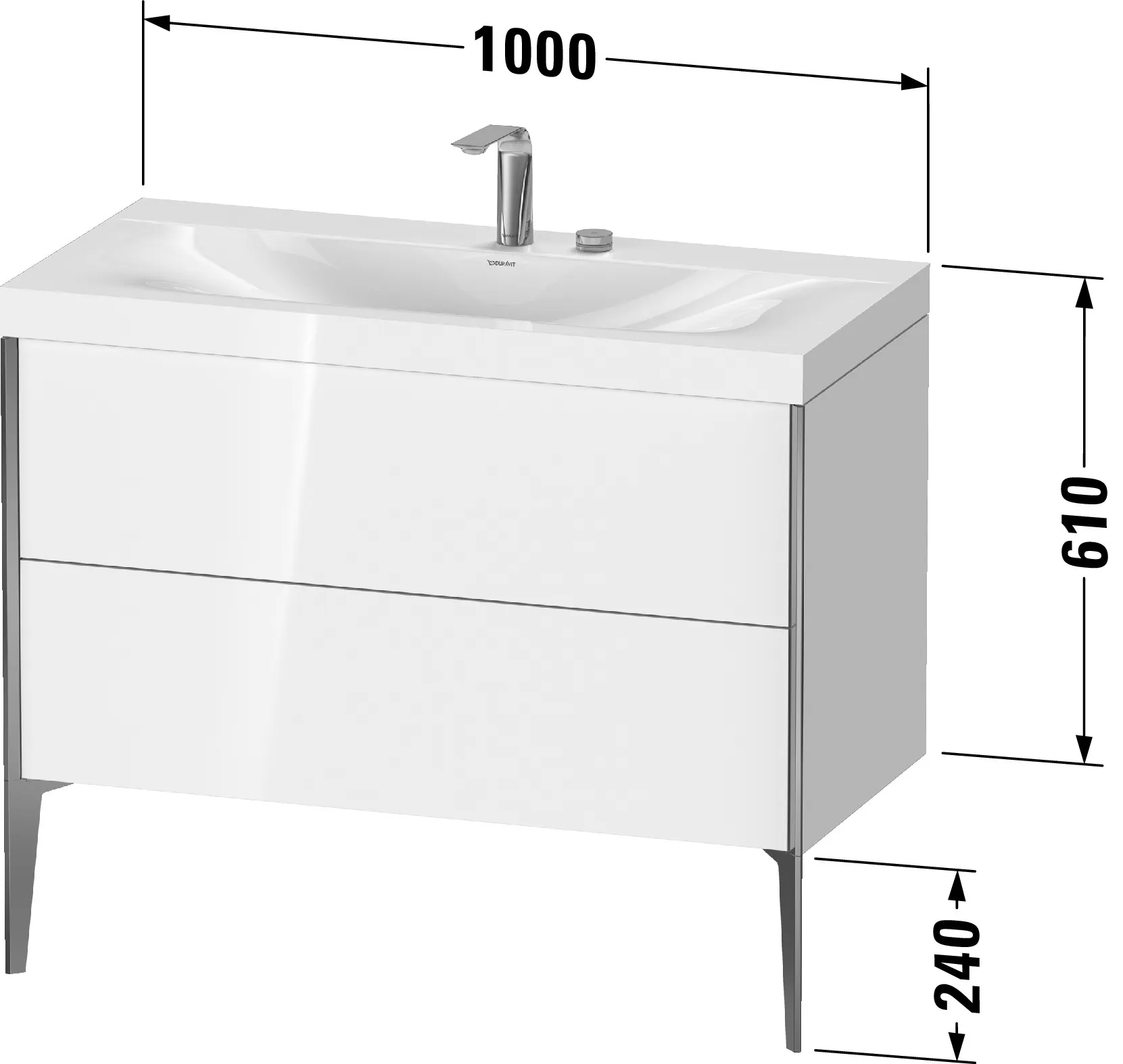 Duravit Waschtischunterschrank bodenstehend „XViu“ 100 × 61 × 48 cm in Betongrau Matt