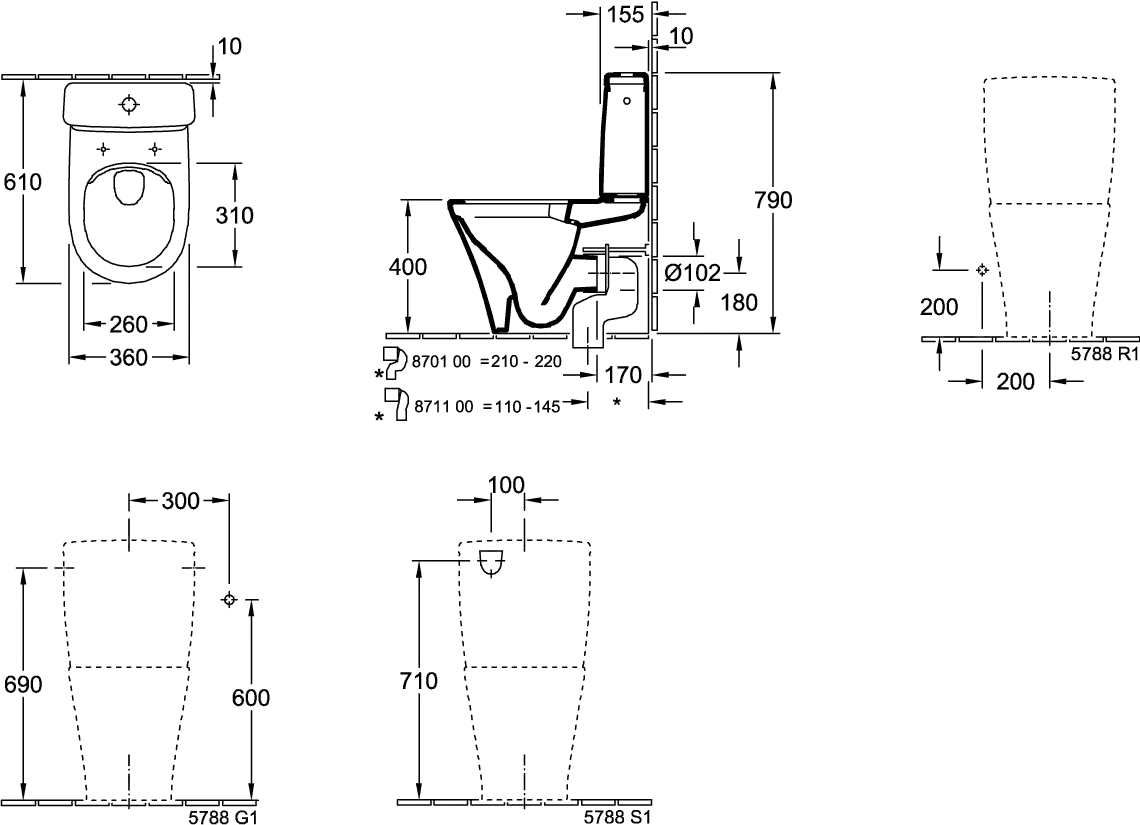 Spülkasten O.novo 5788S1, 394 x 147 x 370 mm, Zulauf seitlich oder von hinten, Weiß Alpin