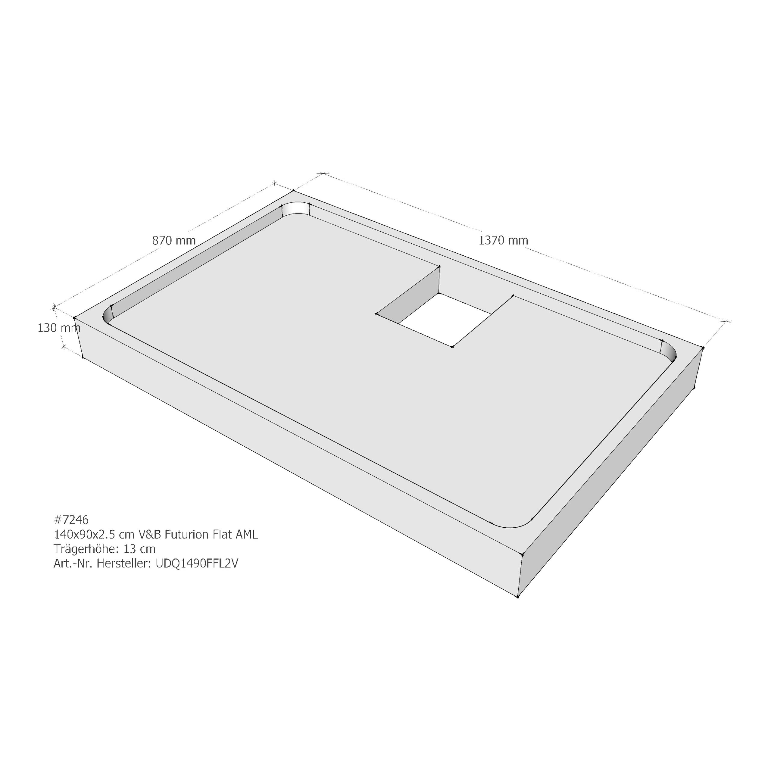 Duschwannenträger für Villeroy & Boch Futurion Flat 140 × 90 × 2,5 cm