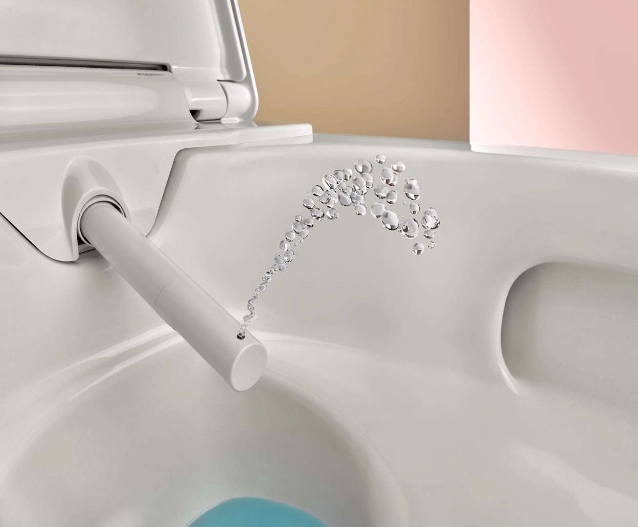 Geberit Wand-Dusch-WC Komplettanlage AquaClean „Alba“ 600 × 484 × 400 mm in weiß alpin, Befestigung sichtbar, ohne Spülrand