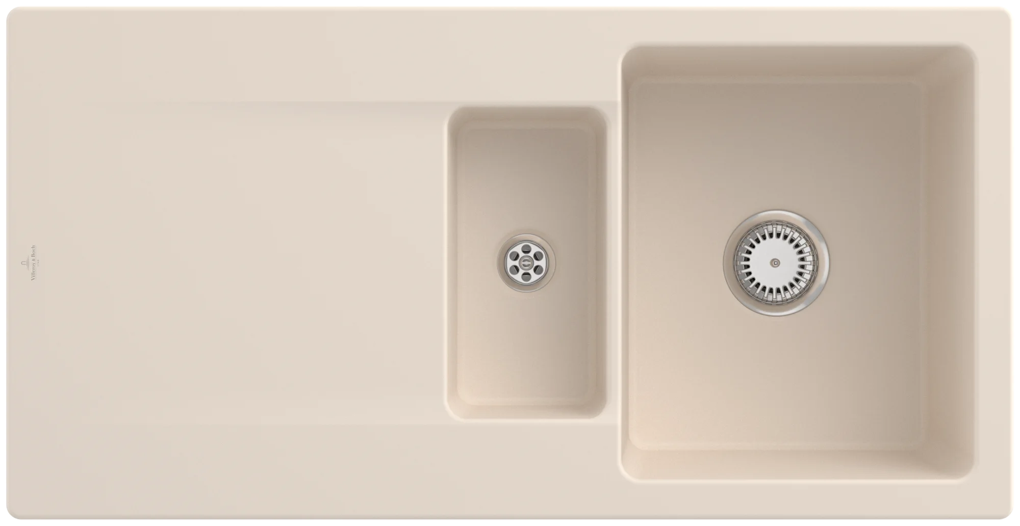 Villeroy & Boch Einbauspüle Siluet 60 R, 1000x510 mm, Ivory CeramicPlus, TitanCeram, Handbetätigung