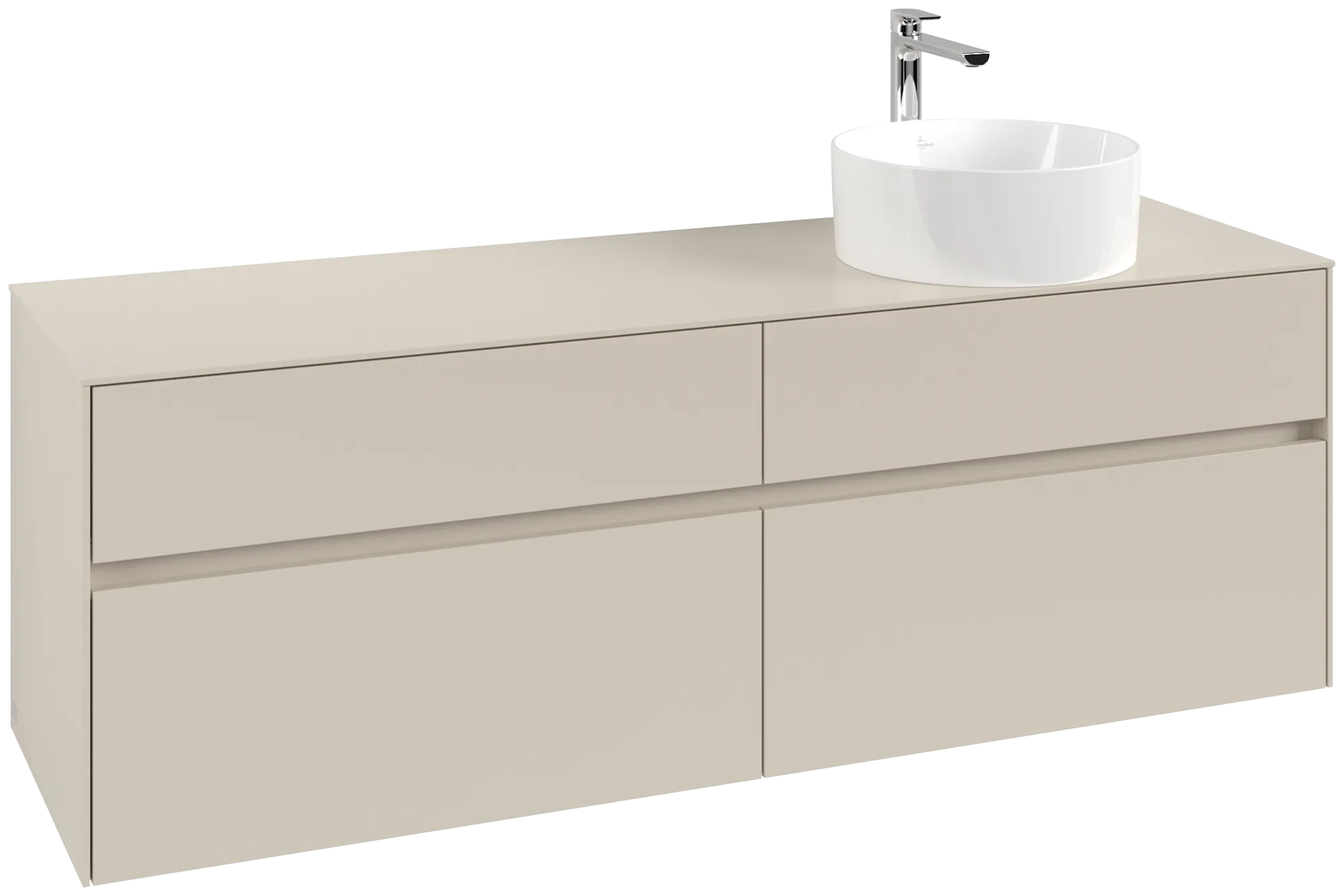 Villeroy & Boch Collaro Waschbeckenunterschrank C051B0, 1600 x 548 x 500 mm, mit LED-Beleuchtung, Cashmere Grey