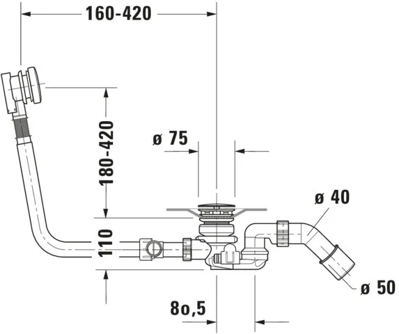 Duravit Ab- und Überlaufgarnitur für Badewannen mit Zulauf Modell 791227 Duravit Ab- und Überlaufgarnitur für Badewannen mit Zulauf Modell 791227