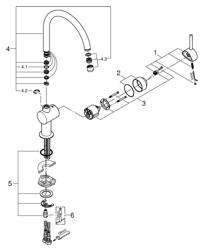 Grohe Einhand-Spültischbatterie Minta C-Auslauf Einlochmontage in hard graphite gebürstet Grohe Einhand-Spültischbatterie Minta C-Auslauf Einlochmontage in hard graphite gebürstet