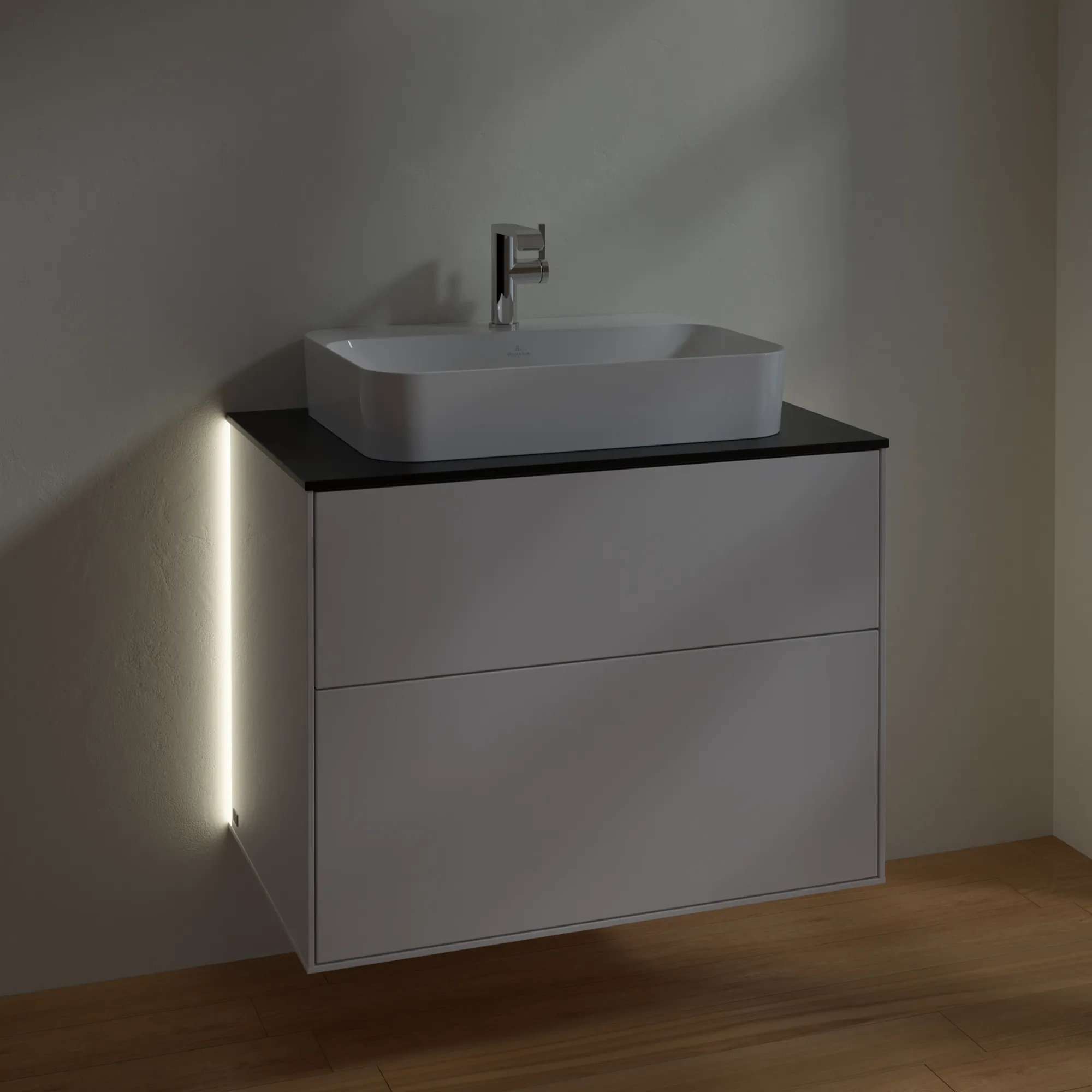 Villeroy & Boch Finion Waschbeckenunterschrank G34 800x603x501mm Glossy White Lacquer / Glass Black Matt Villeroy & Boch Finion Waschbeckenunterschrank G34 800x603x501mm Glossy White Lacquer / Glass Black Matt