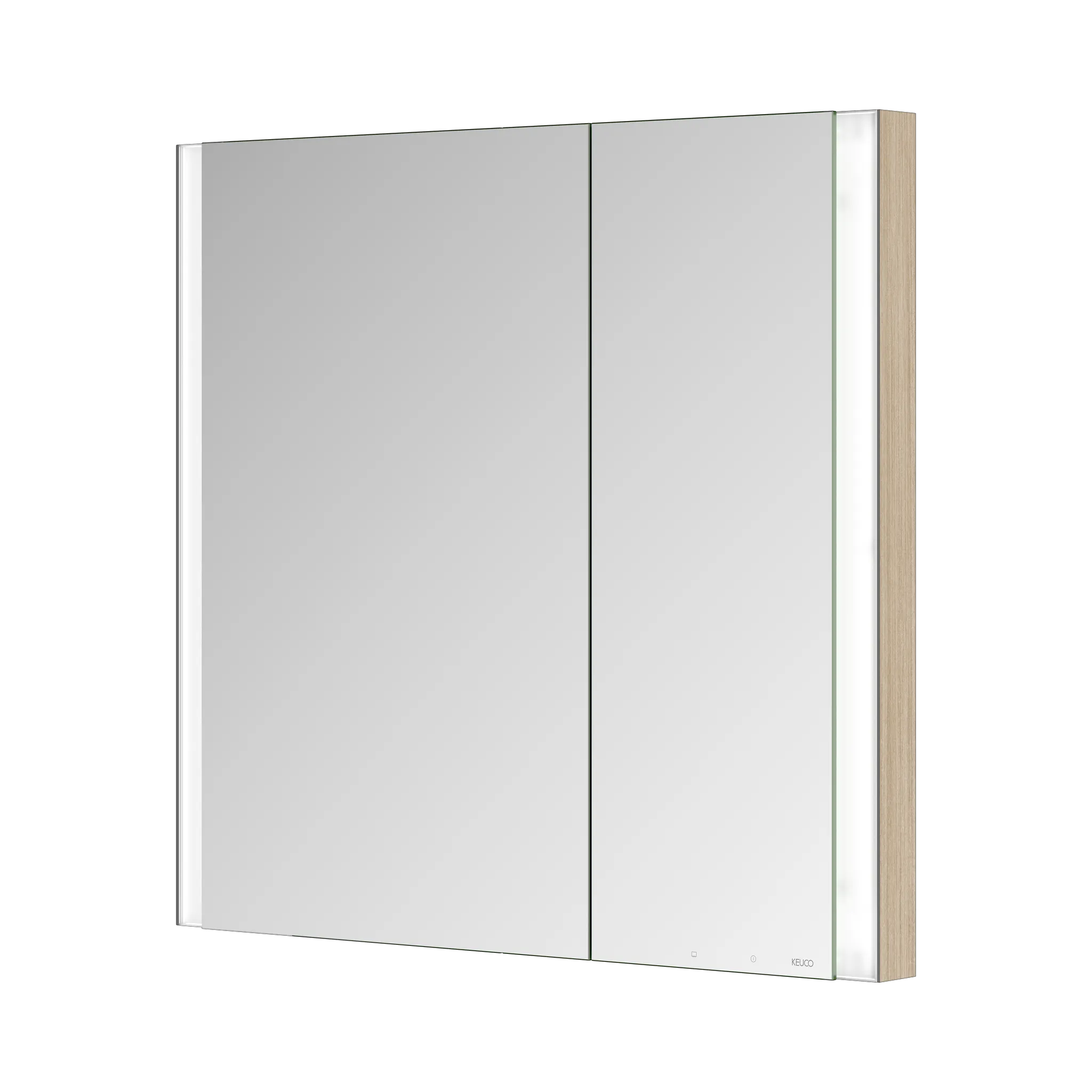 KEUCO Wandeinbau Spiegelschrank „Somaris“ Eiche hell Dekor, Unterputz, mit Spiegelheizung 800 × 710 × 115 mm