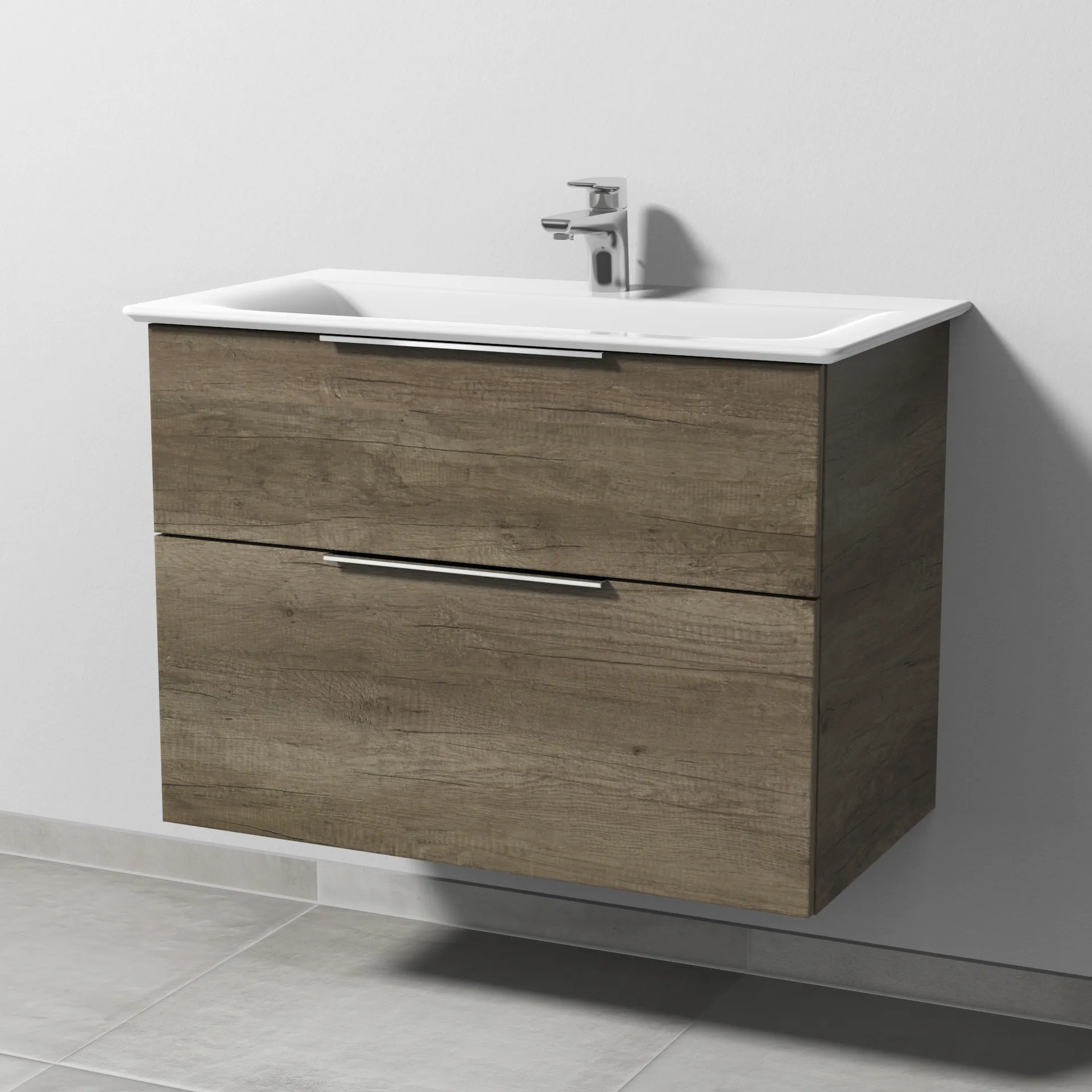 Sanipa Waschtischunterschrank „3way“ passend zu Keramik-Waschtische Connect Air von Ideal Standard 790 × 585 × 437 mm in Eiche Nebraska