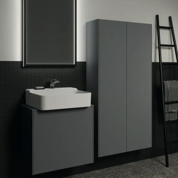 Ideal Standard Halbhochschrank Conca, 2 Flügeltüren, links/rechts, 720x250x1400mm, Anthrazit Ideal Standard Halbhochschrank Conca, 2 Flügeltüren, links/rechts, 720x250x1400mm, Anthrazit