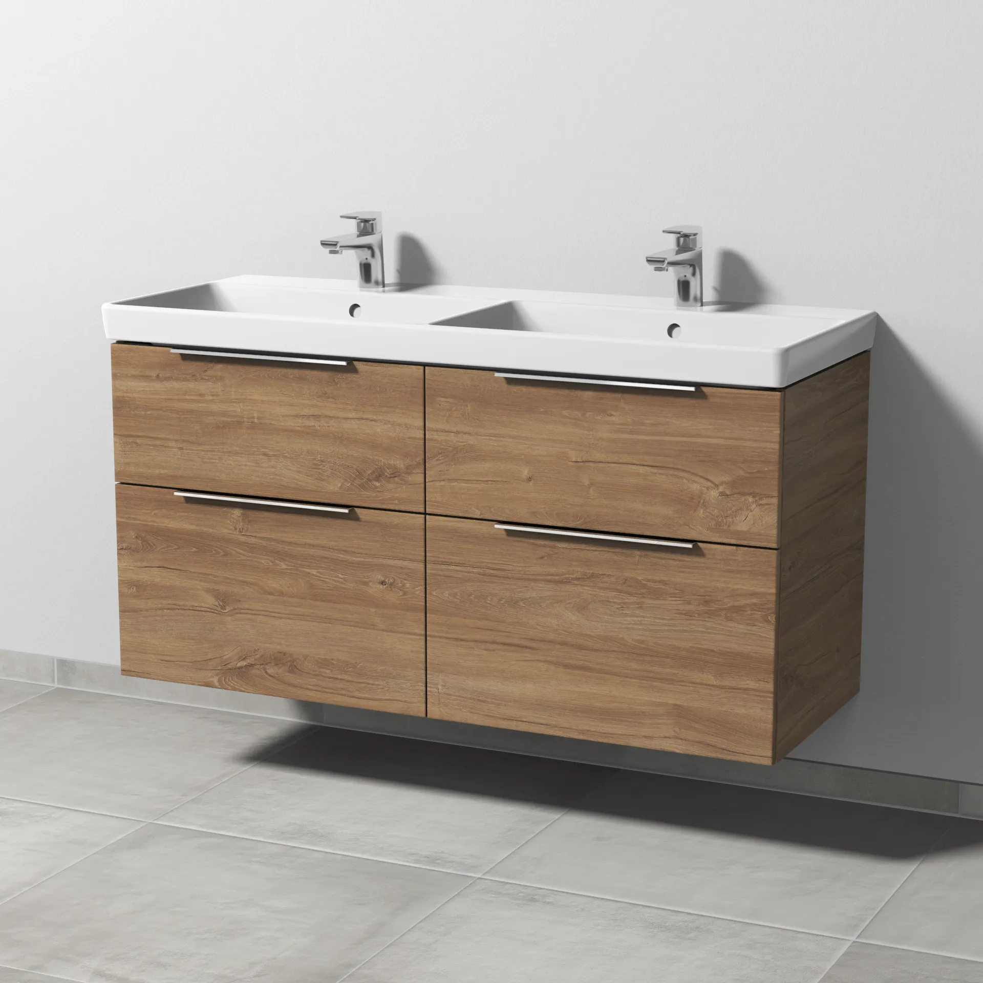 Sanipa Waschtischunterschrank „3way“ passend zu Keramik-Waschtische Avento von Villeroy & Boch 1180 × 580 × 452 mm in Eiche Kansas